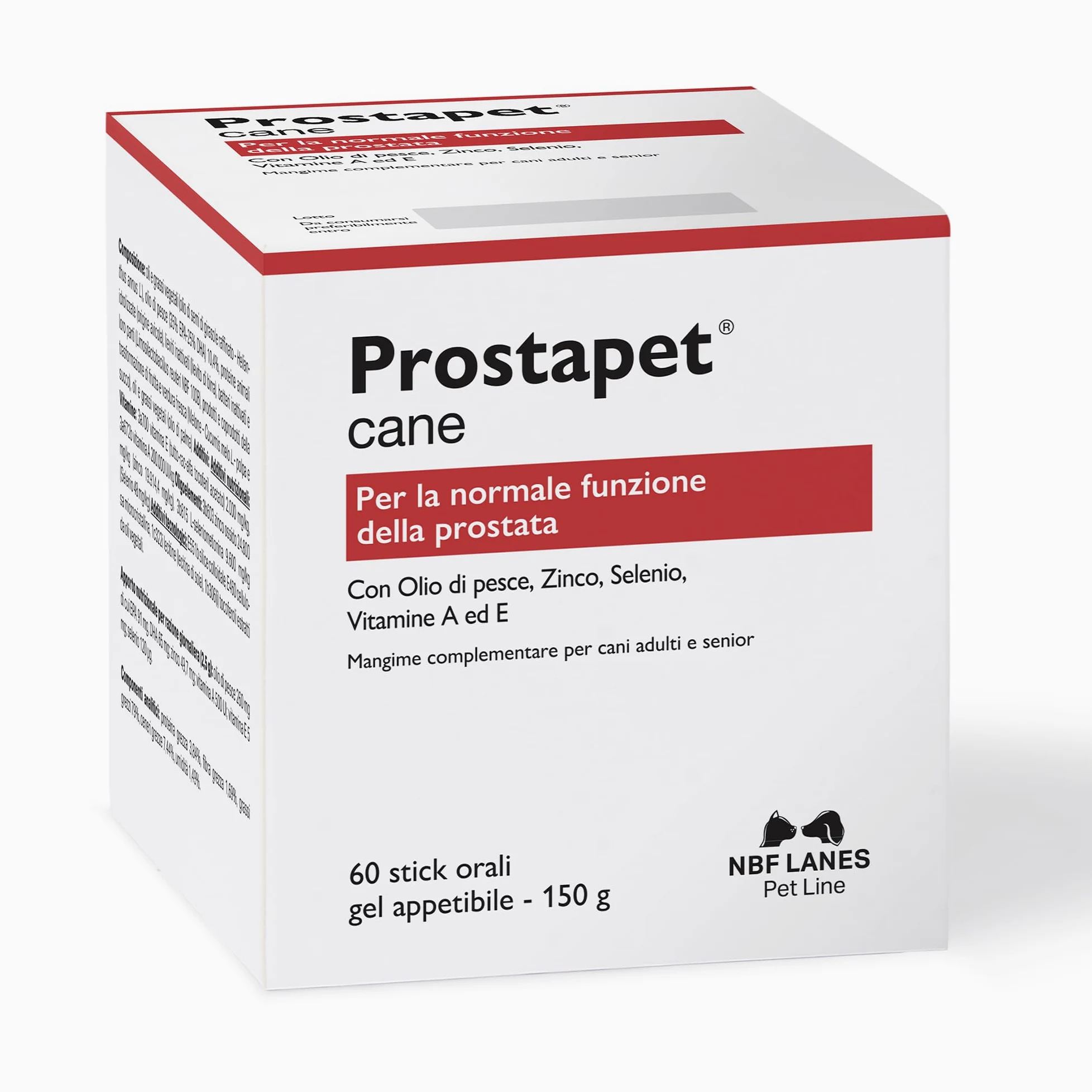 NBF Lanes | Prostapet Cane, Gel Appetibile 60 bustine da 2,5 g, per la Normale Funzionalità della Prostata.