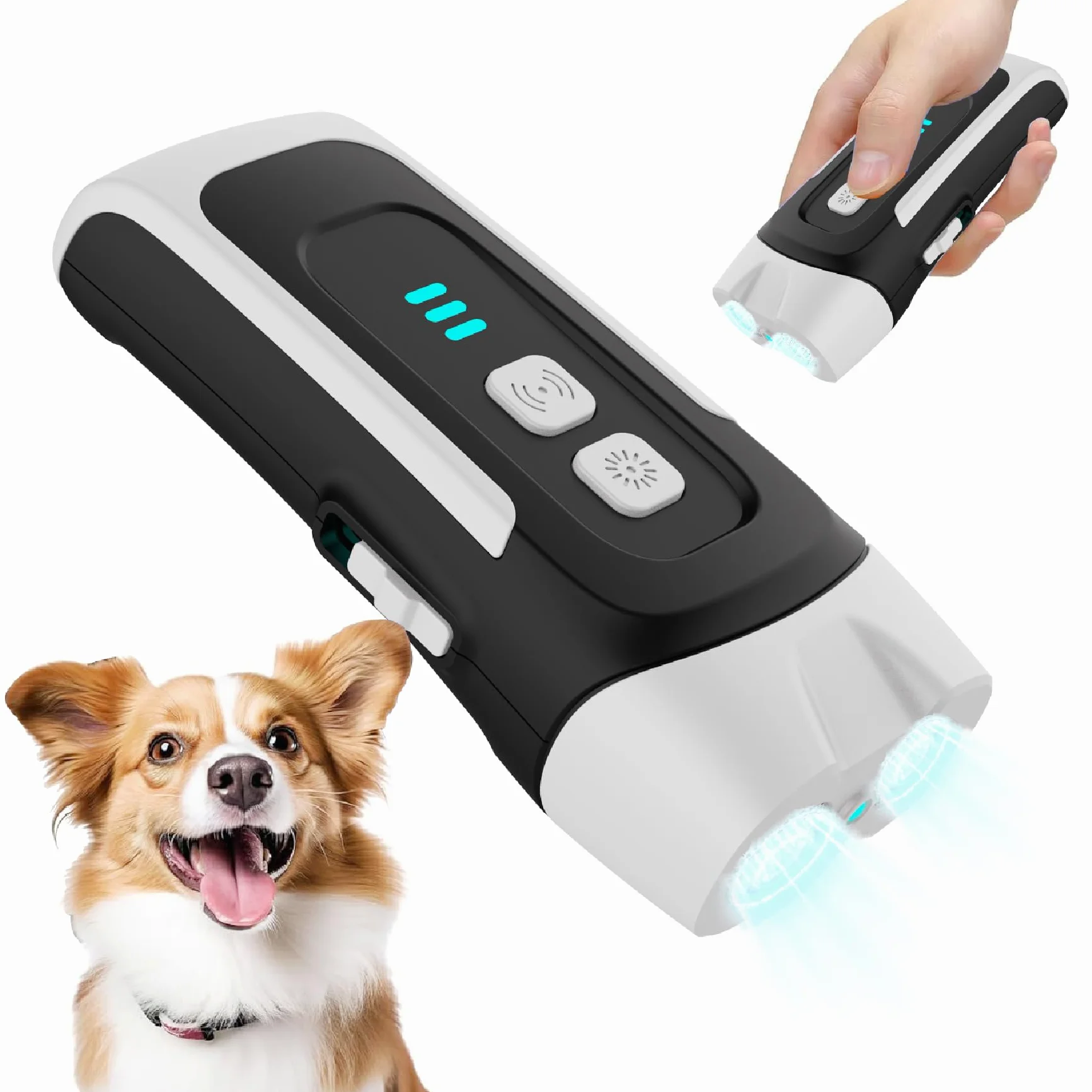 Ultrasuoni per Cani, Dispositivo Antiabbaio,3 Livelli Regolabile Frequenza Dispositivo Controllo Antiabbaio, 33 Piedi Ultrasuoni Deterrente Anti-Abbaio per Cani Antiabbaio per Interni ed Esterni