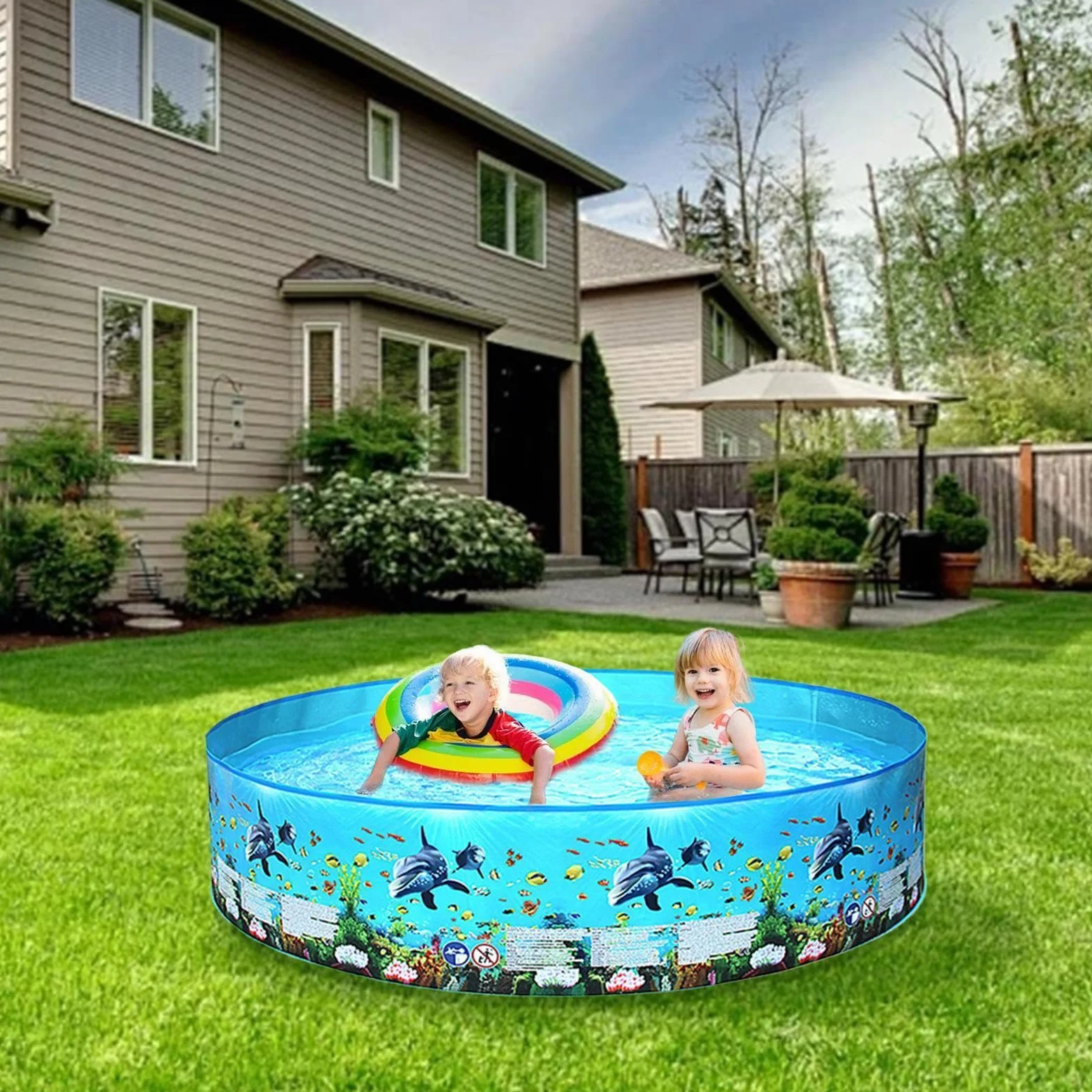Piscina Rigida E Pieghevole Bacino Da Bagno All'aperto Non Gonfiabile | Piscina Di Acqua Per Animali Adulti Estate Giardino Giardino Posteriore Giardino Prato E Terrazza