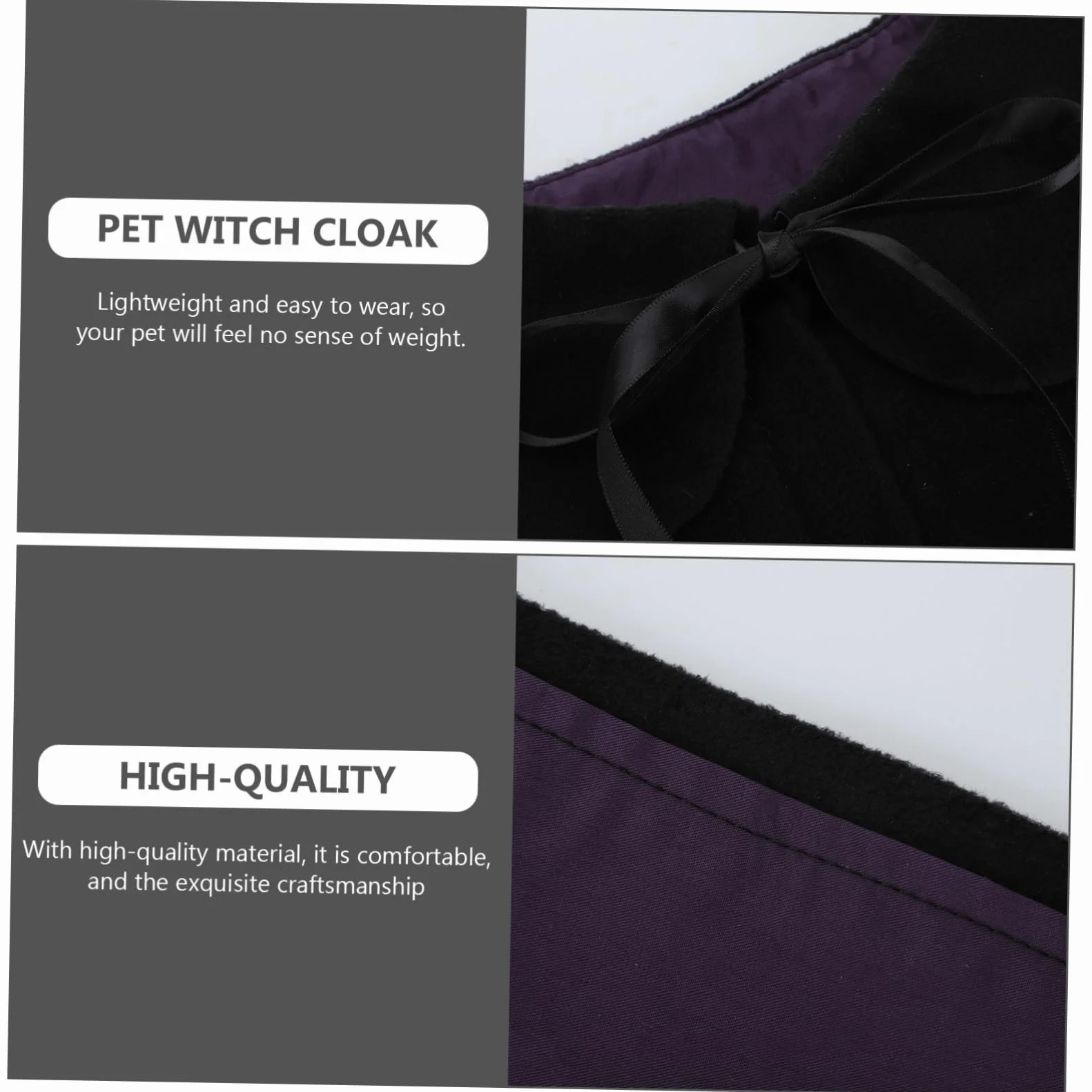 INOOMP 3pezzi Cloak Per Cani e Gatti Neri Per Halloween Leggero e Facile Da Indossare Costume Festivo Per Animali Domestici Decorazione Per Feste e Eventi