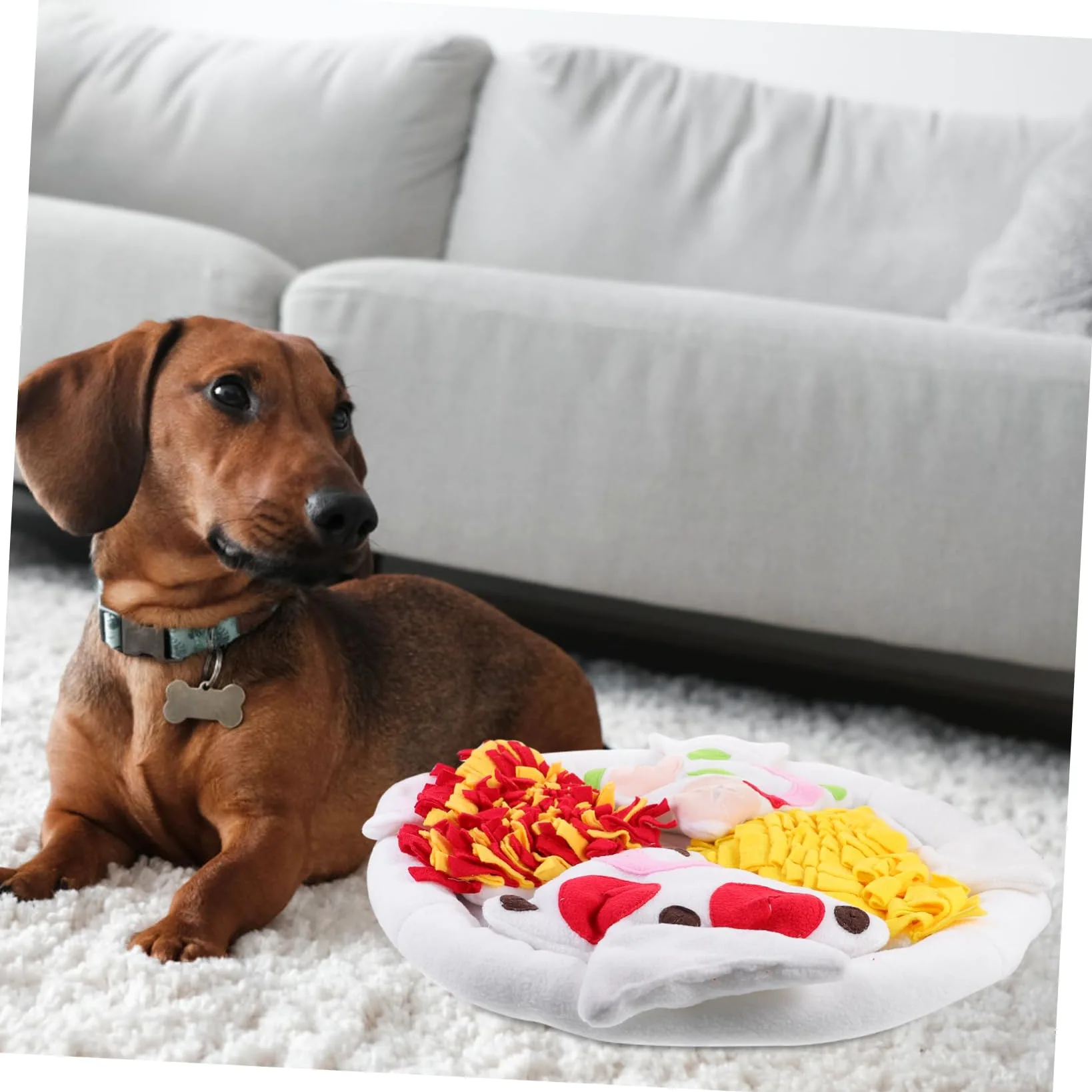 BESPORTBLE Tappetino Snuffle per Cani Forma Pizza in Polar Fleece per Allenamento Alimentare Lento e Masticazione