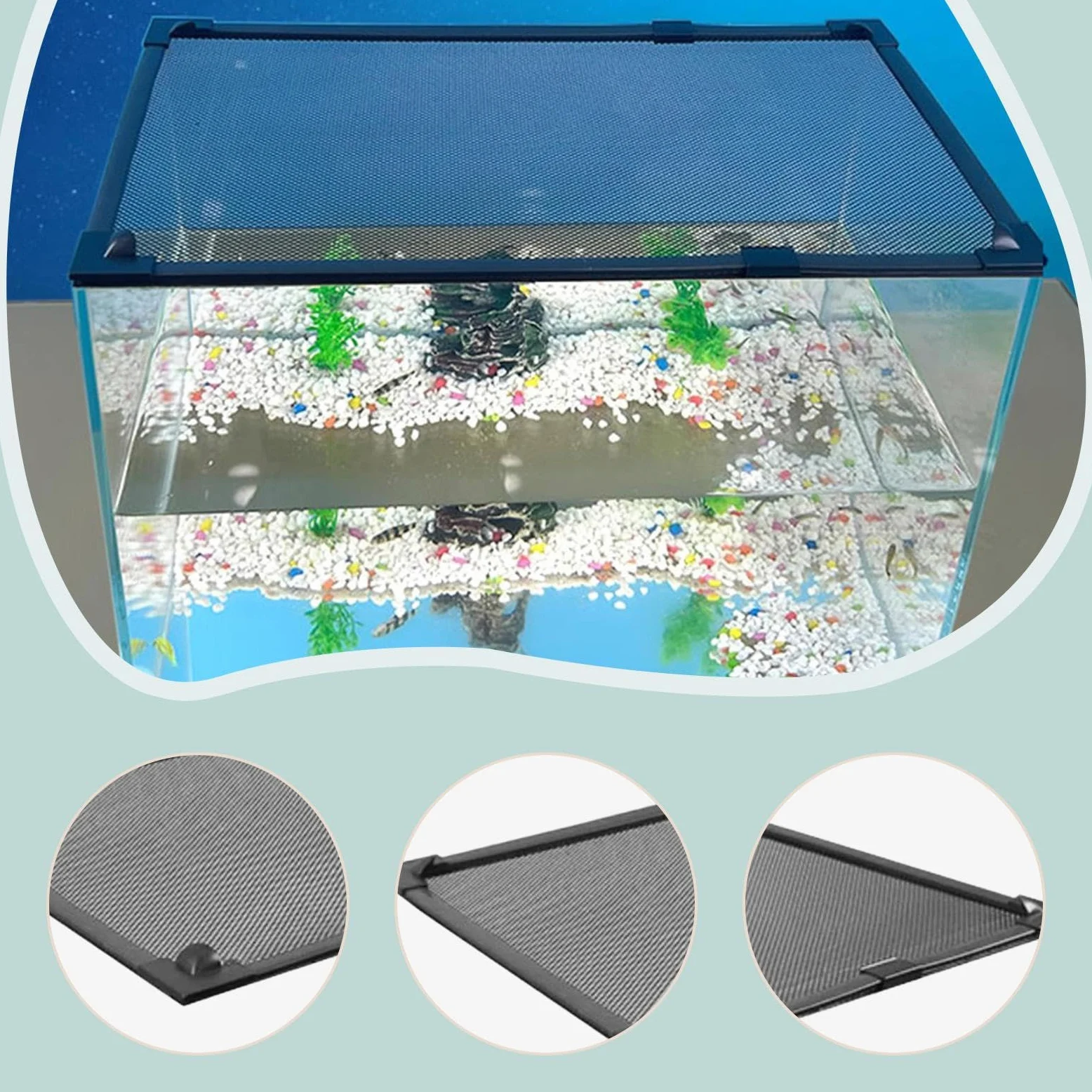 Sharplace Copertura per Acquario, Attrezzatura Fai da Te, Facile da Installare, Protezione, Accessori Pratici, Rete Protettiva, Rete Anti-Salto, 60x120 Cm