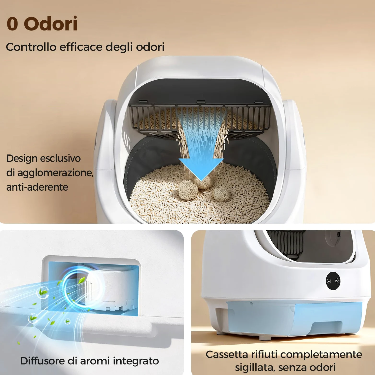 Lettiera Gatto Autopulente Aperta, Ellenpent Lettiera Automatica Silenziosa per Gatti Grandi Antiodore, Cassetta per Gatti Abilitata WiFi Controllo APP&Sicurezza, Ideale per Famiglie con Più Gatti