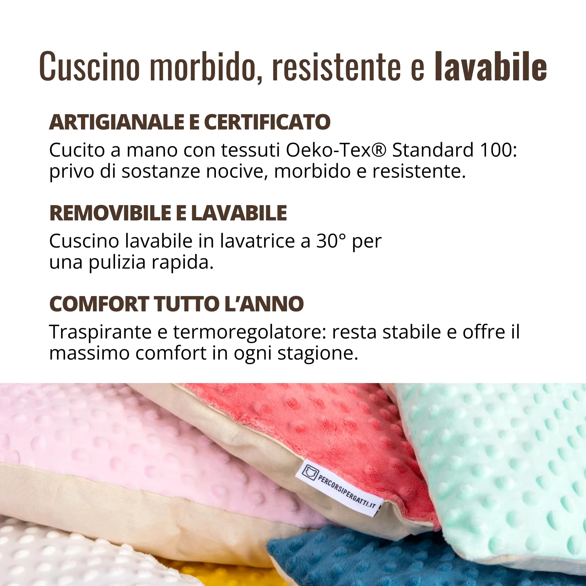 Cubo Cuccia Gatto 40x40x40cm, in Legno d'Abete PEFC Fatto a Mano, grafica Cuore e Cuscino Verde Lavabile, Cuccia per Gatti per Riposo, Giocare, e arrampicarsi, fino a 20 KG – Percorsipergatti