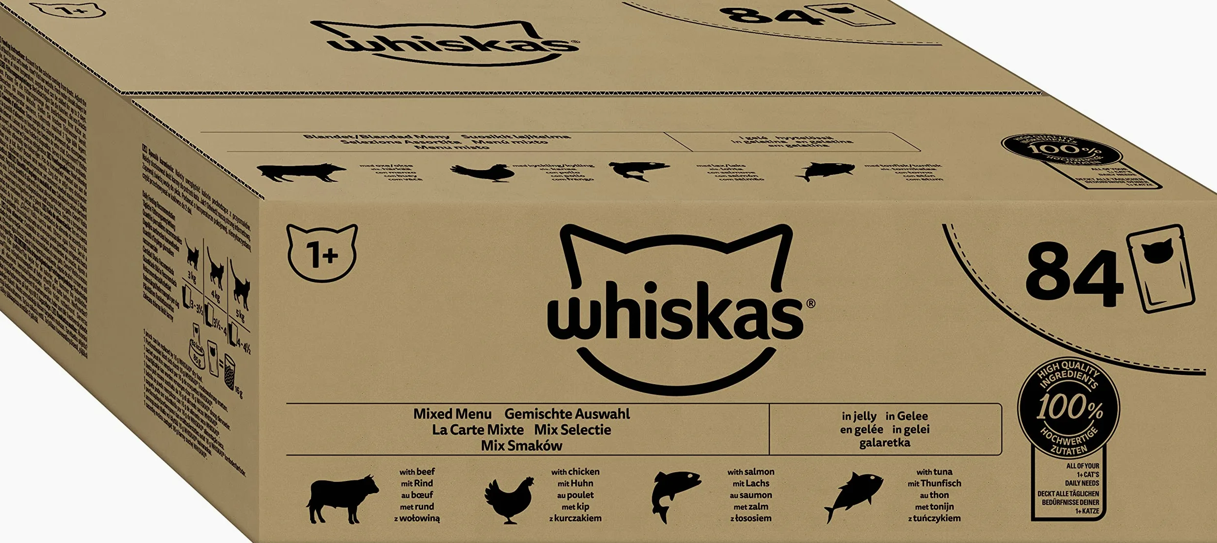 WHISKAS Cibo Umido in Gelatina per Gatti Adulti 84x85g Selezione Assortita