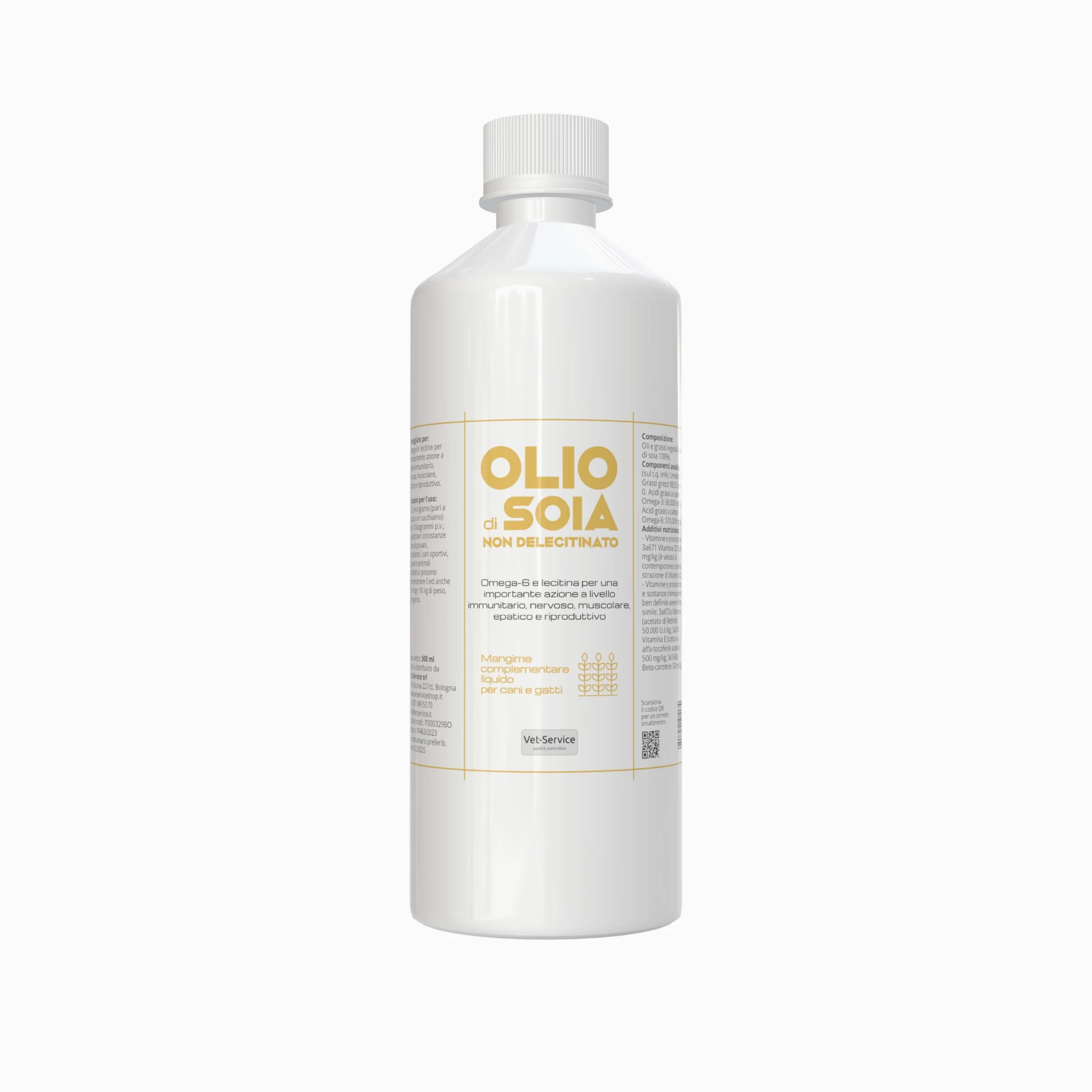 Olio di Soia con Lecitina | 1 litro | Integratore Liquido per Cani e Gatti | Integrato con Vitamina A, D3, E e Betacarotene, Supporta Il Sistema Nervoso, Muscolare, Epatico e Riproduttivo