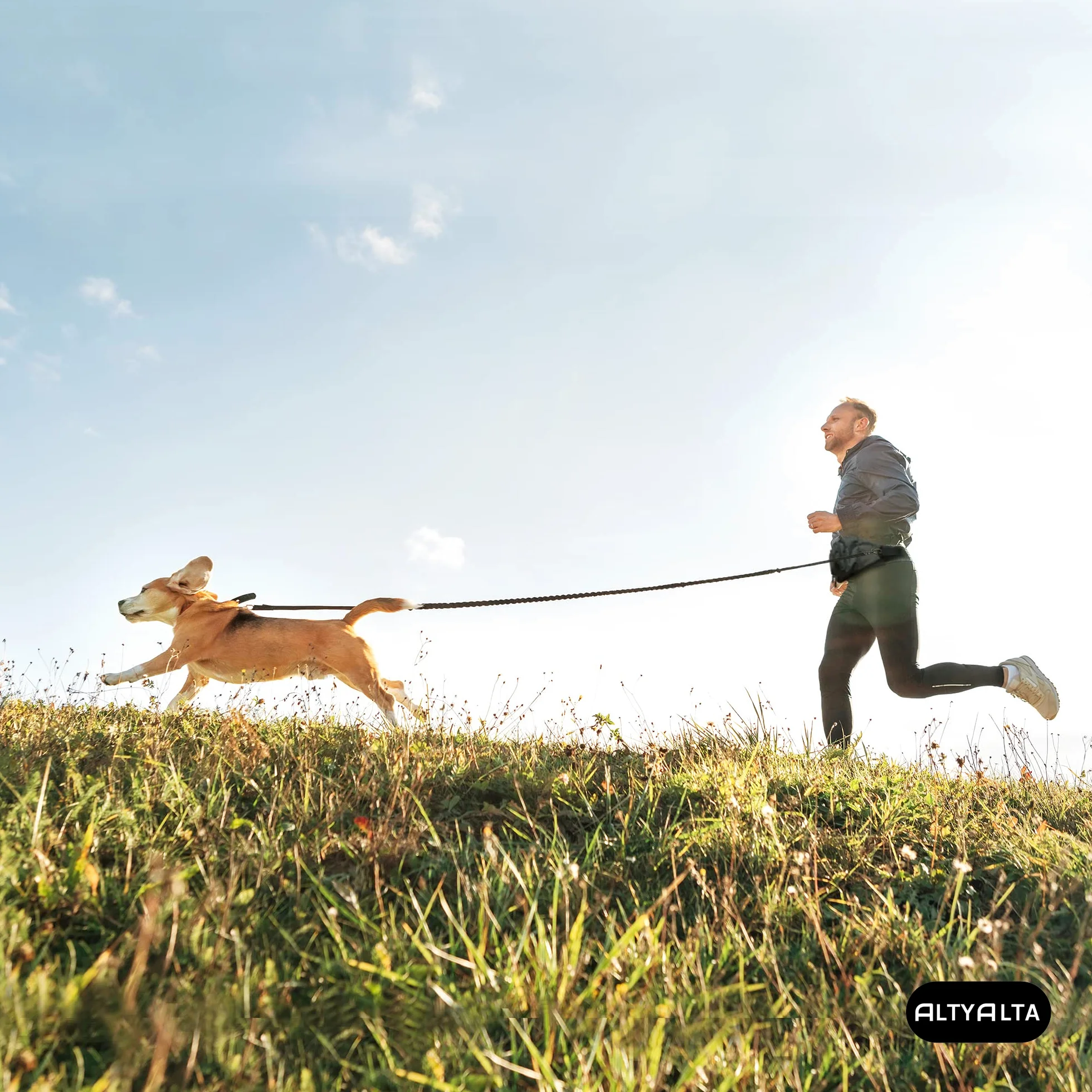 AEZ Marsupi da Passeggio per Cani, Marsupio per l'addestramento del Cane, Facilmente per Camminare con i Cani, Marsupio e distributore di Sacchetti per i rifiuti (Nero Melange)