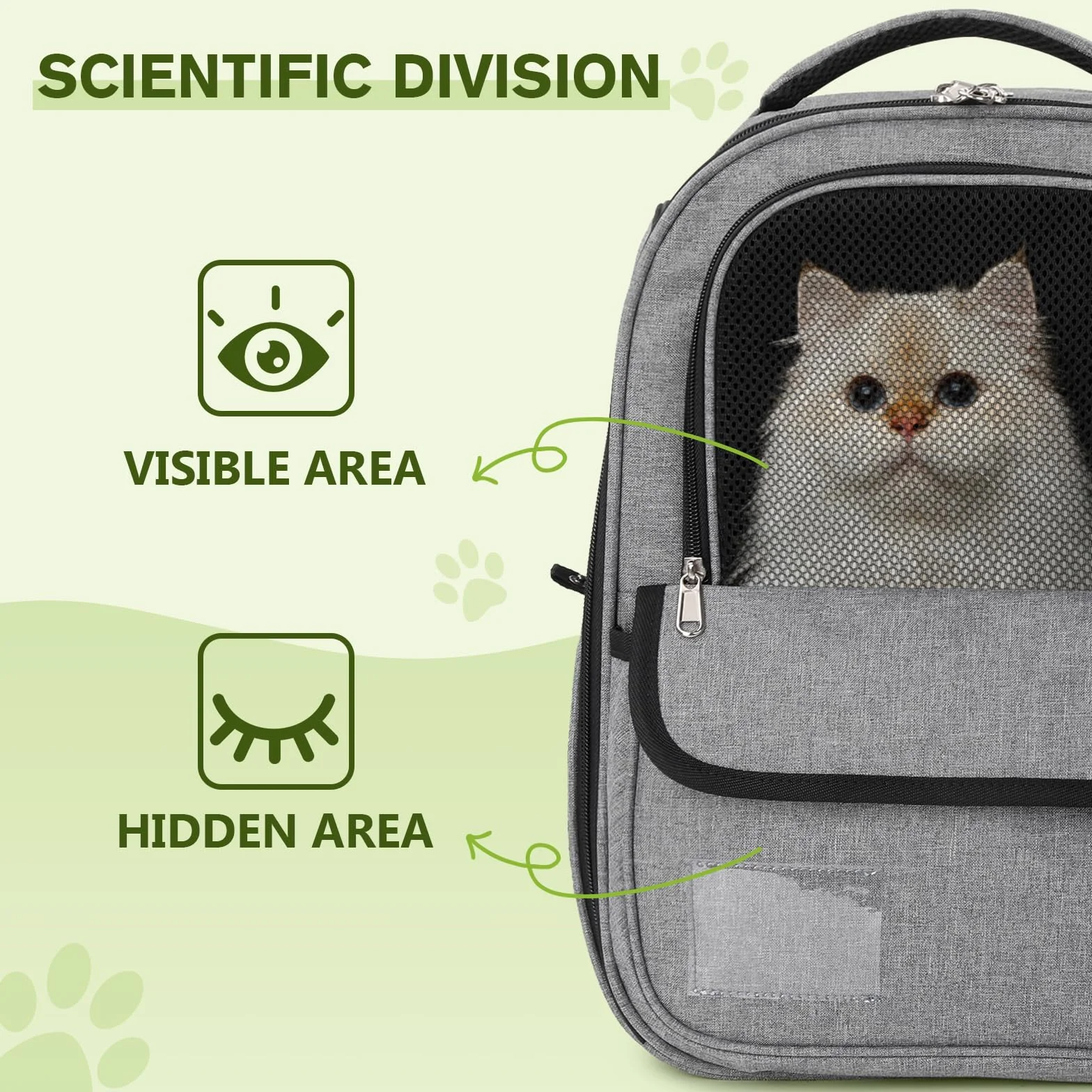 Pecute Zaino Trasportino per Cani e Gatti, Borsa Leggera ed Elegante con Tasche Portaoggetti, Zaino Traspirante in Grigio - Ottimo Regalo per i proprietari di Animali Domestici,Grigio