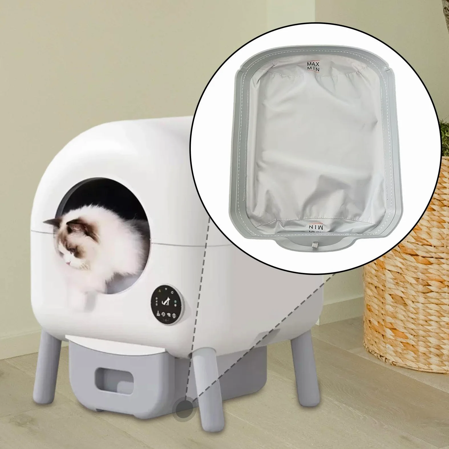 Rivestimento per lettiera per Gatti Smart, Tappetino Interno di Ricambio, Accessori per Animali Domestici Staccabili, riutilizzabili e Facili da