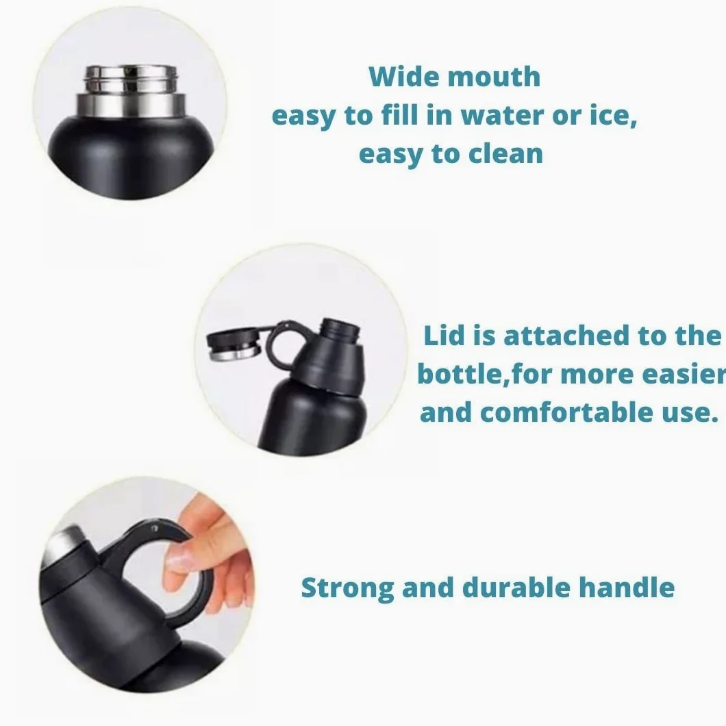 Bottiglia d'acqua 3 in 1 con 2 ciotole staccabili per cani, isolate sottovuoto portatili, viaggi, campeggio