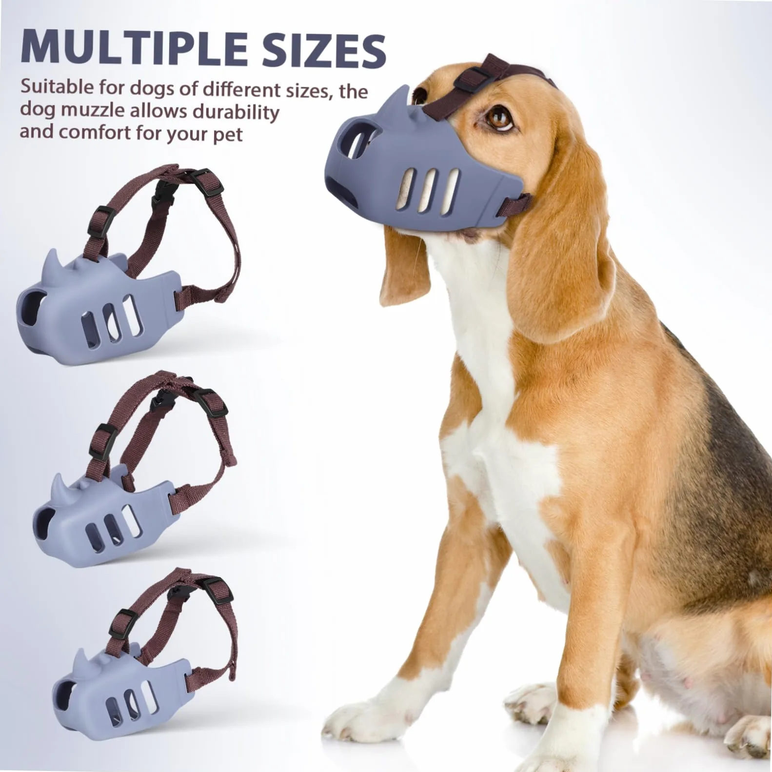 Kisangel Museruola per Cani 3 Pezzi in Silicone Morbido, Antiabbaio e Antizona, per Cani Medi e Grandi, Design Traspirante e Confortevole per Uso Quotidiano