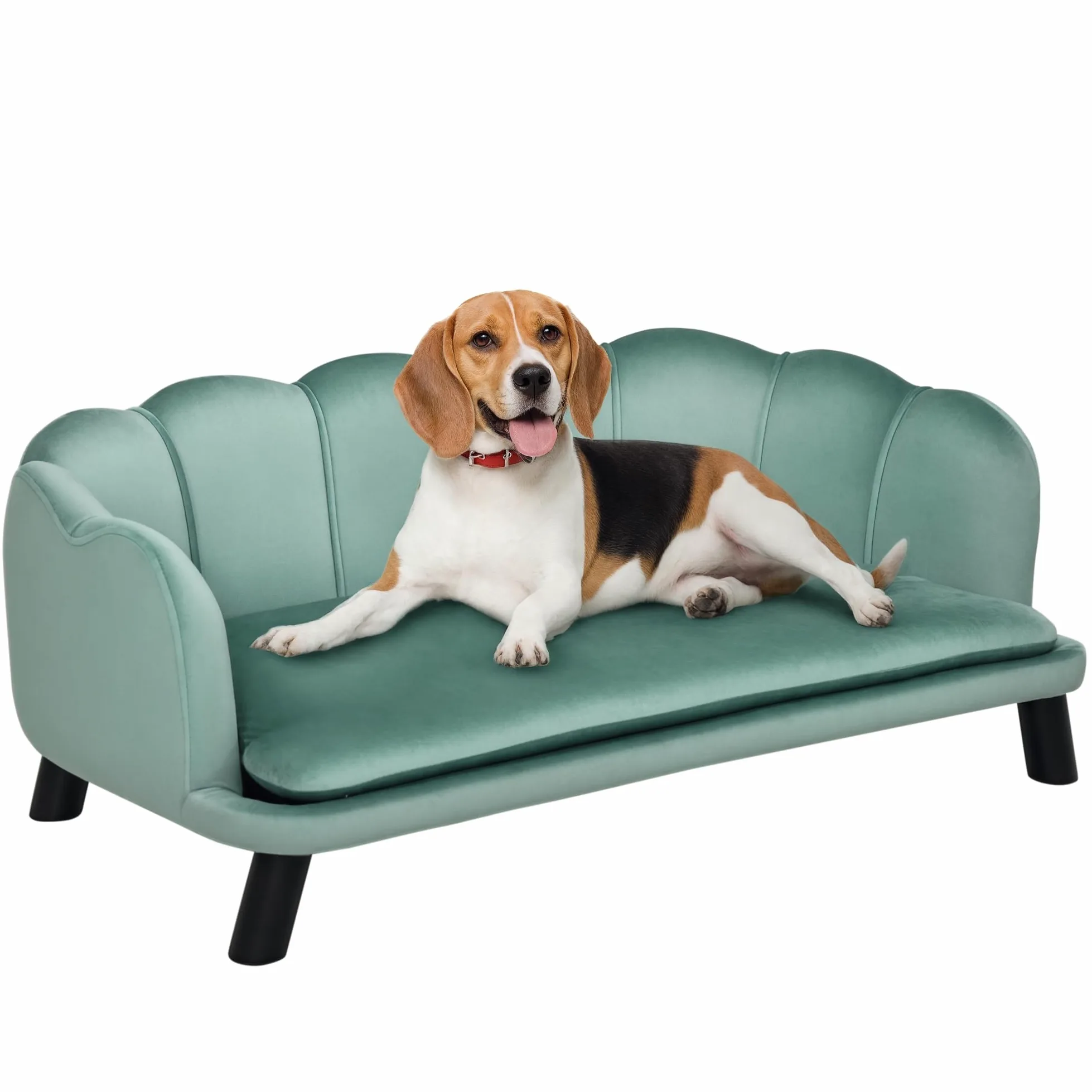 PawHut Divano per Cani Taglia Medio-Grande max. 32kg con Rivestimento Verde Sfoderabile e Lavabile