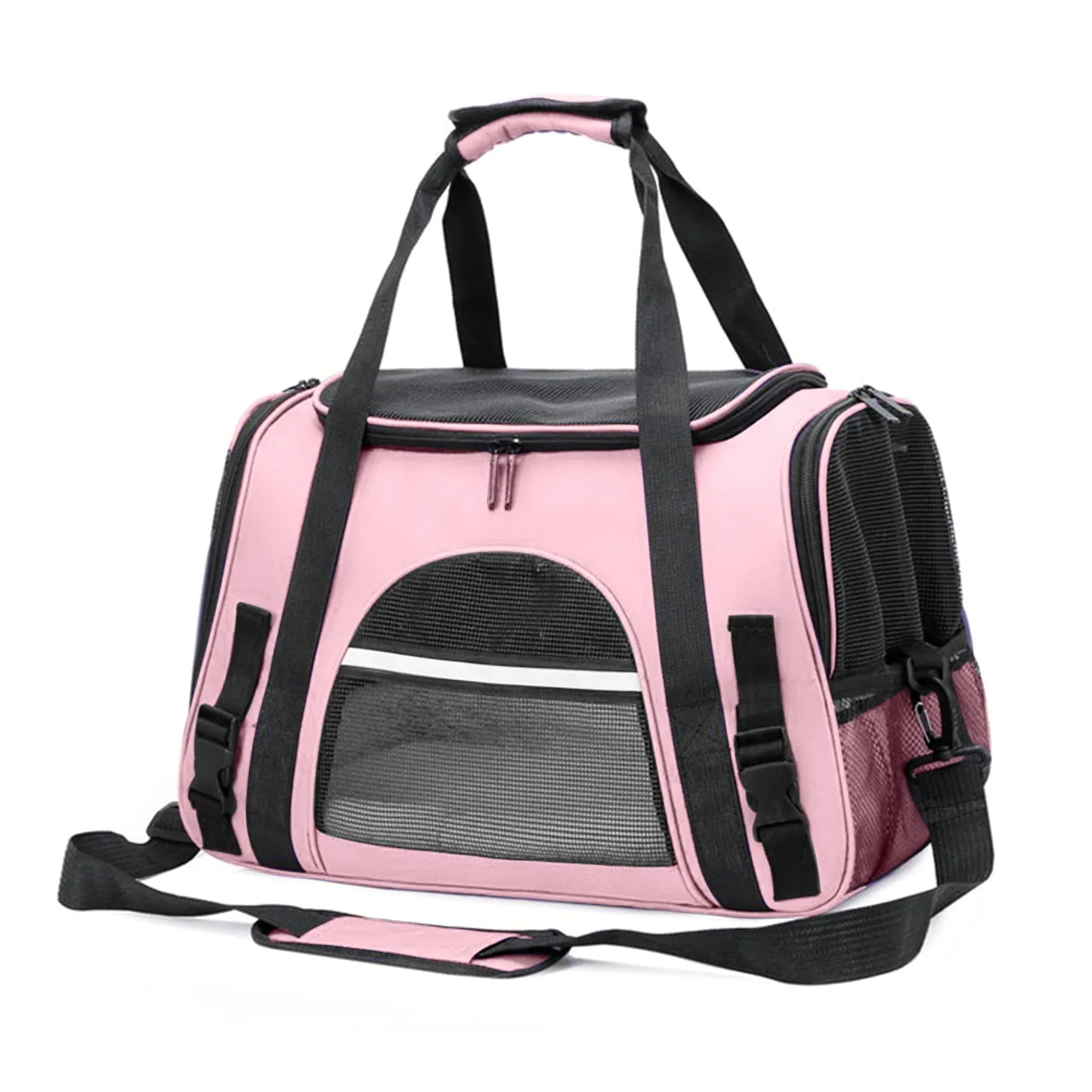 PETCUTE Trasportino pieghevole per animali domestici, trasportino da viaggio per gatti e cuccioli di taglia media, borsa portatile per gatti con rete traspirante e tappetino lavabile rimovibile
