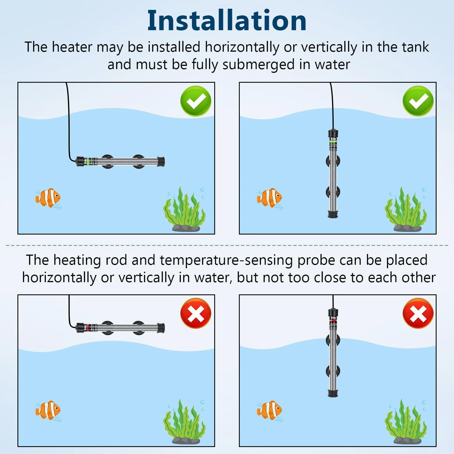 hygger Riscaldatore per Acquario sommergibile Riscaldamento Regolabile per Acquario con regolatore di Temperatura Display a LED Piccolo riscaldatore per Acquario Fino a 40–80 Litri (100 W)
