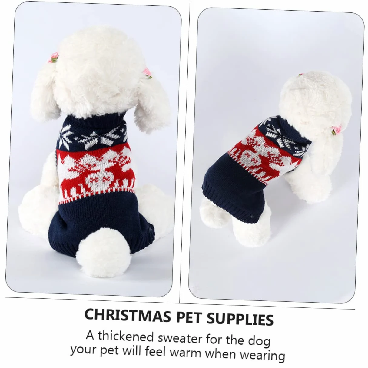 FRCOLOR 3pezzi Maglione Invernale Per Animali Con Motivo Renna Cappotto Caldo Per Cani e Gatti Per Festività Natalizie