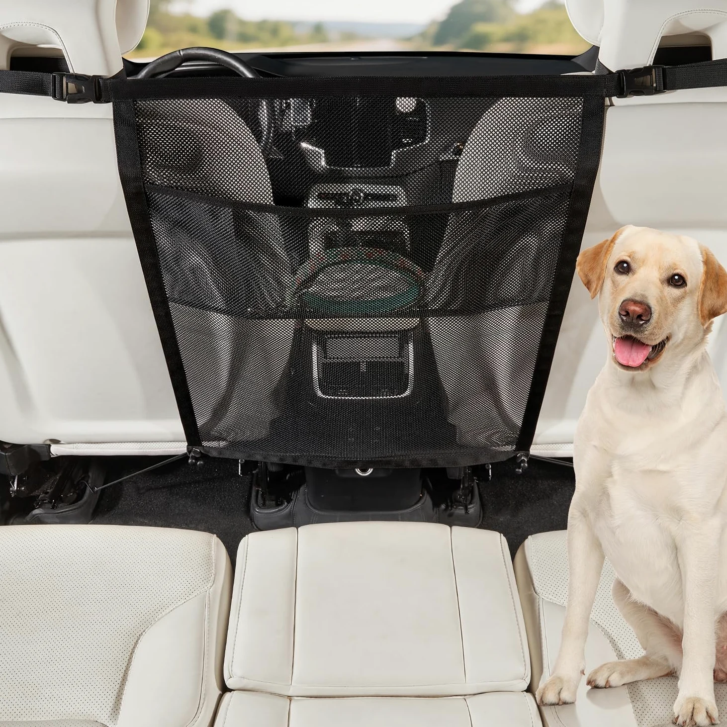 Rete per Cani per Auto per Maserati Quattroporte/Grecale/MC20 | Rete Divisoria per Cani Auto Regolabile Griglia per Cani per Auto Traspirante Barriera Sicurezza per Animali Rete