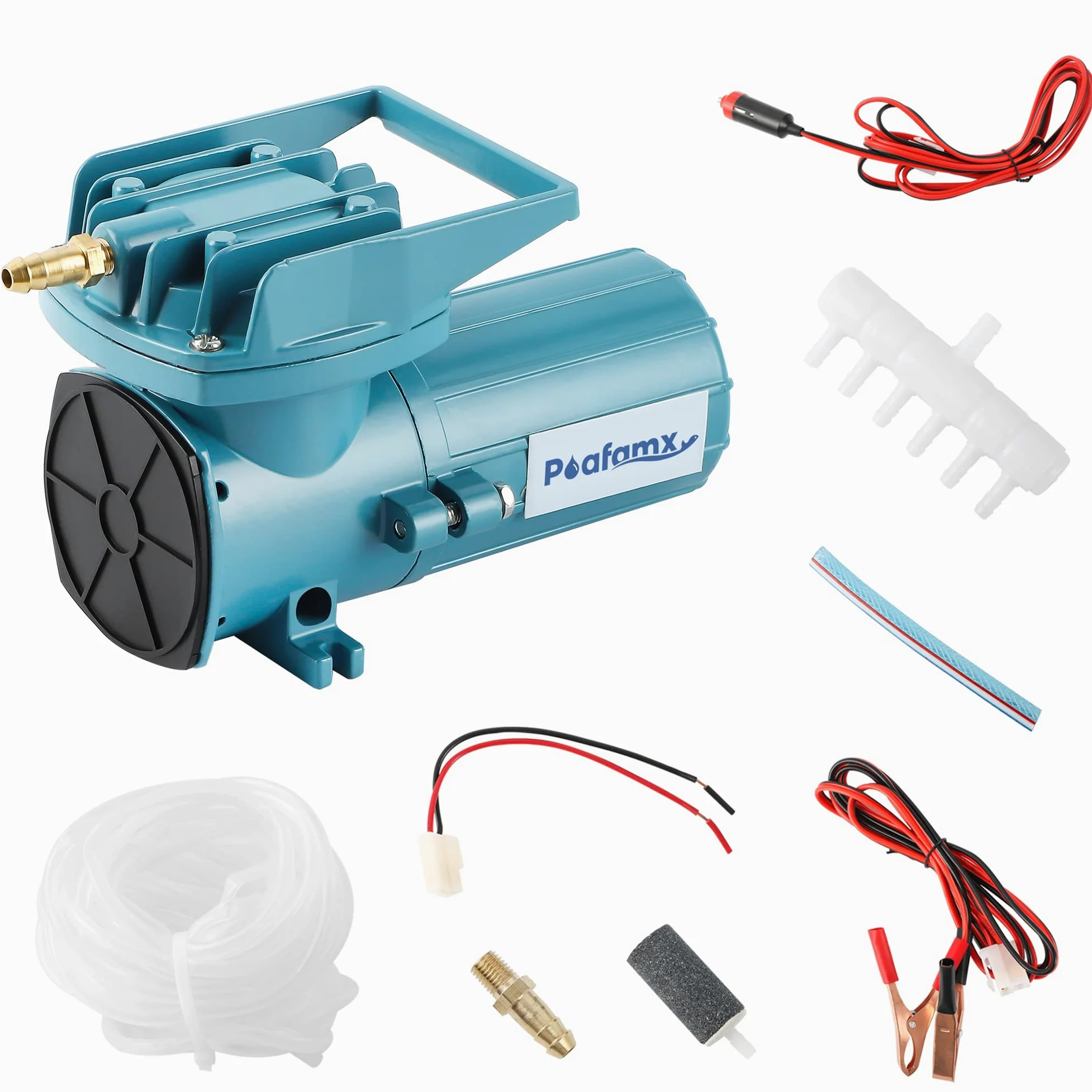 Poafamx DC 12 V Pompa ad aria per laghetto ossigeno aeratore con cavo auto per pesca all'aperto, acquario, acquario, fontana, ristorante di pesce