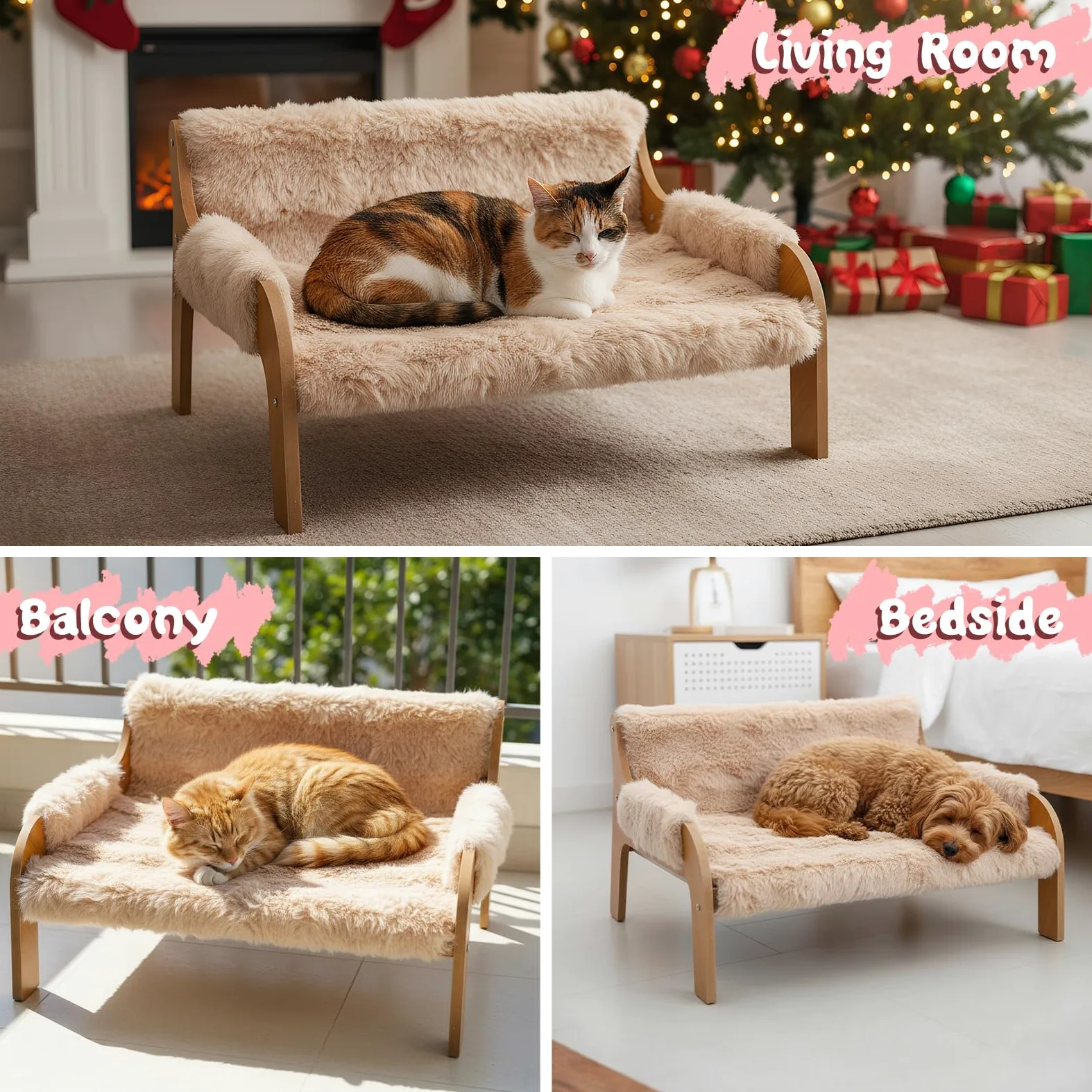 Divanetto Rialzato Per Cani E Gatti Portata 30 Kg, Viene Fornito Con Cuscini Estivi E Cuscini Invernali, Cuccia Rialzata Animali Domestici, 53X44 Cm, Grande Divano Per Gatti