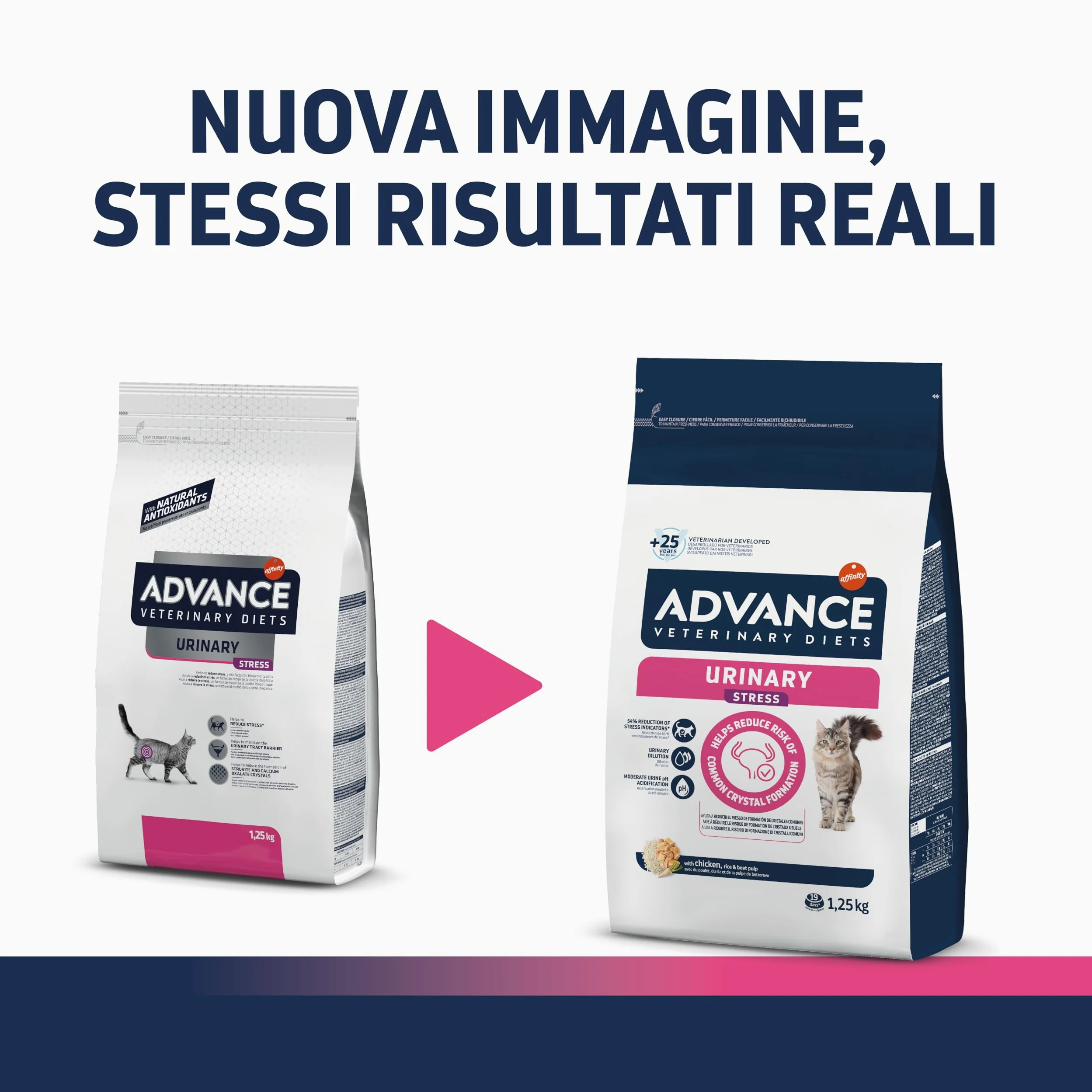 Advance Urinary Stress Cibo per Gatti, Misto, Bianco, 1.25 kg, Confezione da 1