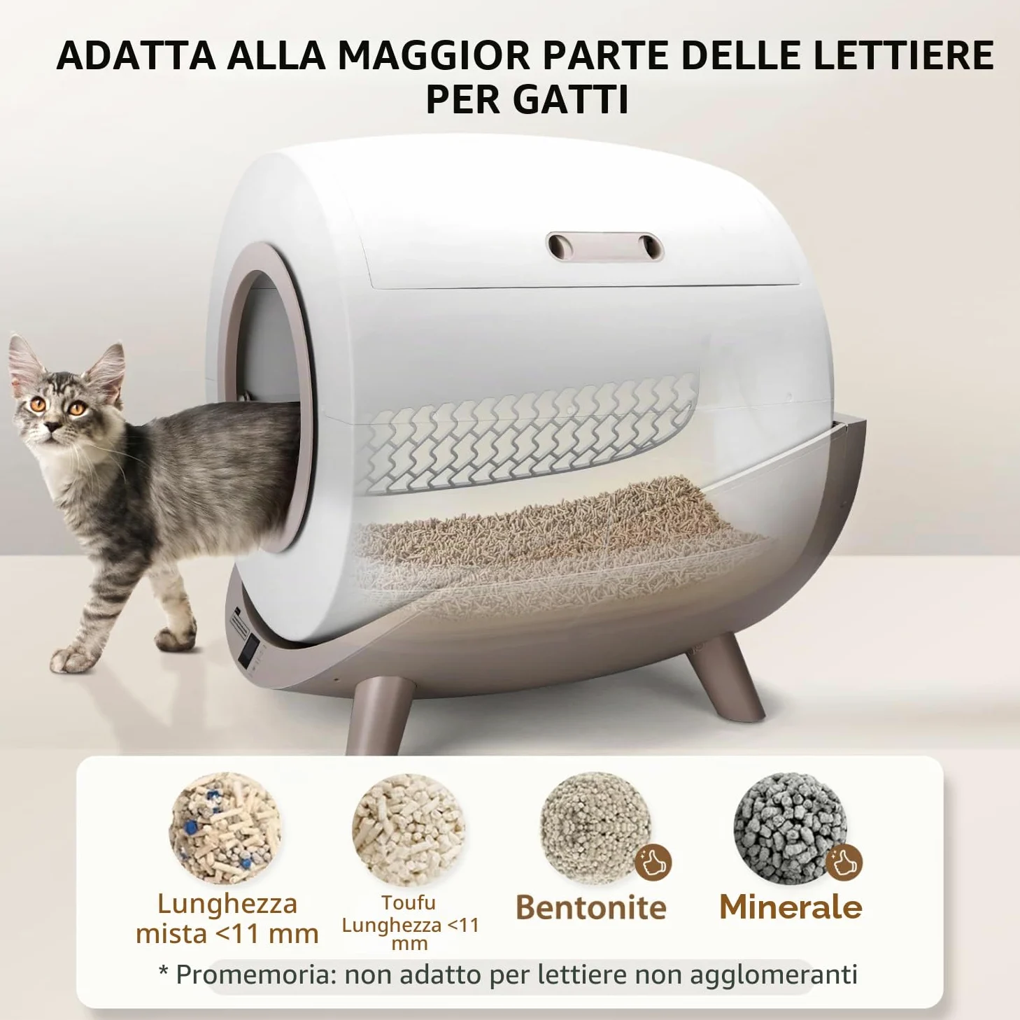 Nobleza - Lettiera Gatto Autopulente, Antiodore Lettiera Automatica Autopulente con App 80L, Cassetta Autopulente WiFi per Più Gatti, Sacchi Spazzatura Inclusi