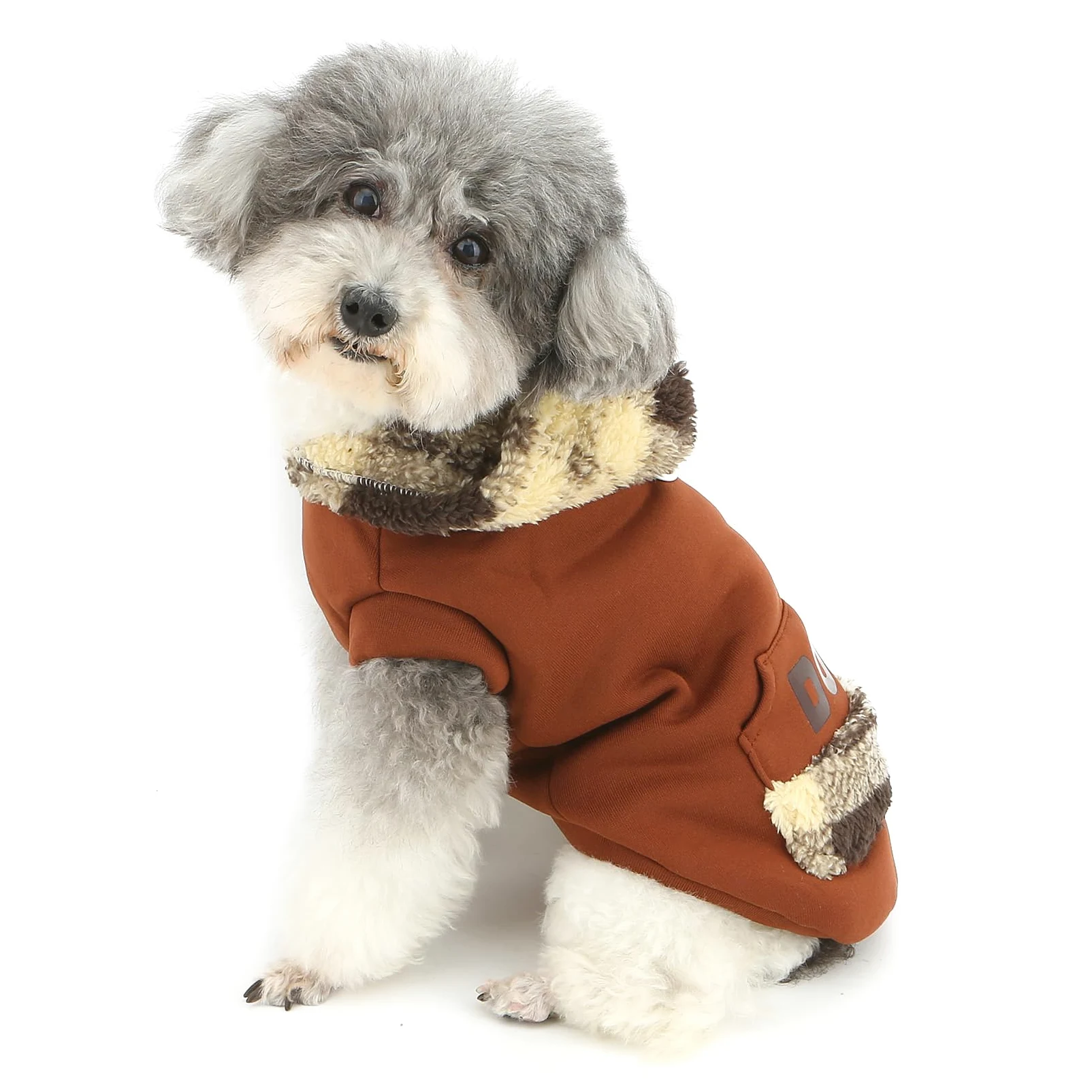 XHYRHTS Maglione in Pile per Cani con Cappuccio Scozzese Fuzzy per Razze XSmall Piccole, Caldo Pullover Senza Maniche con Anello a D e Tasca, Completo Invernale con Cappuccio per Cuccioli Gattini