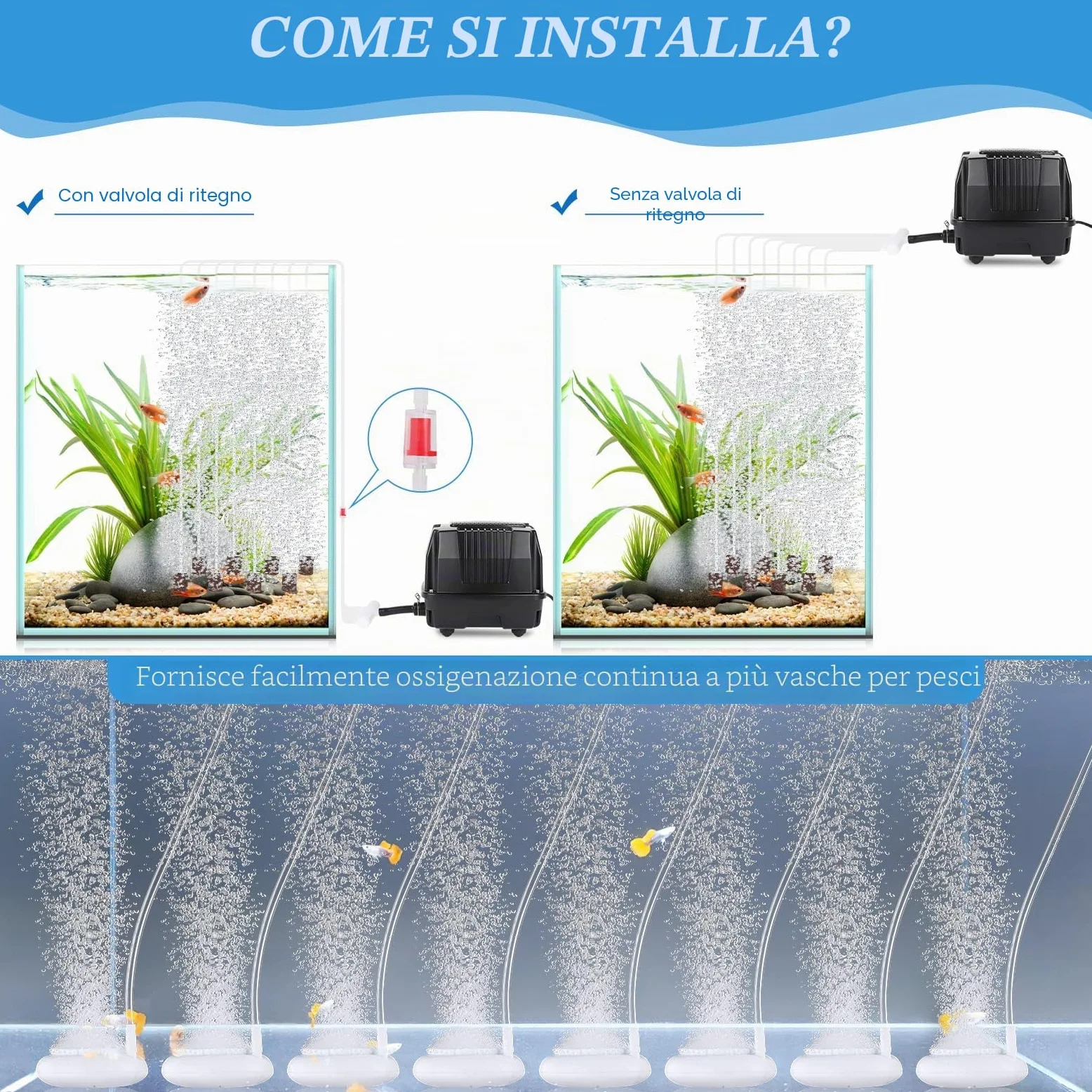 hygger Ossigenatore Pesca Vivo,25W Potente Ossigenatore per Pesci di Laghetto,Silenzioso Pompa ad Aria Laghetto Esterno con Conversione Connettore,Air Pump For Fishing Yacht,Fish Farm and Hydroponic