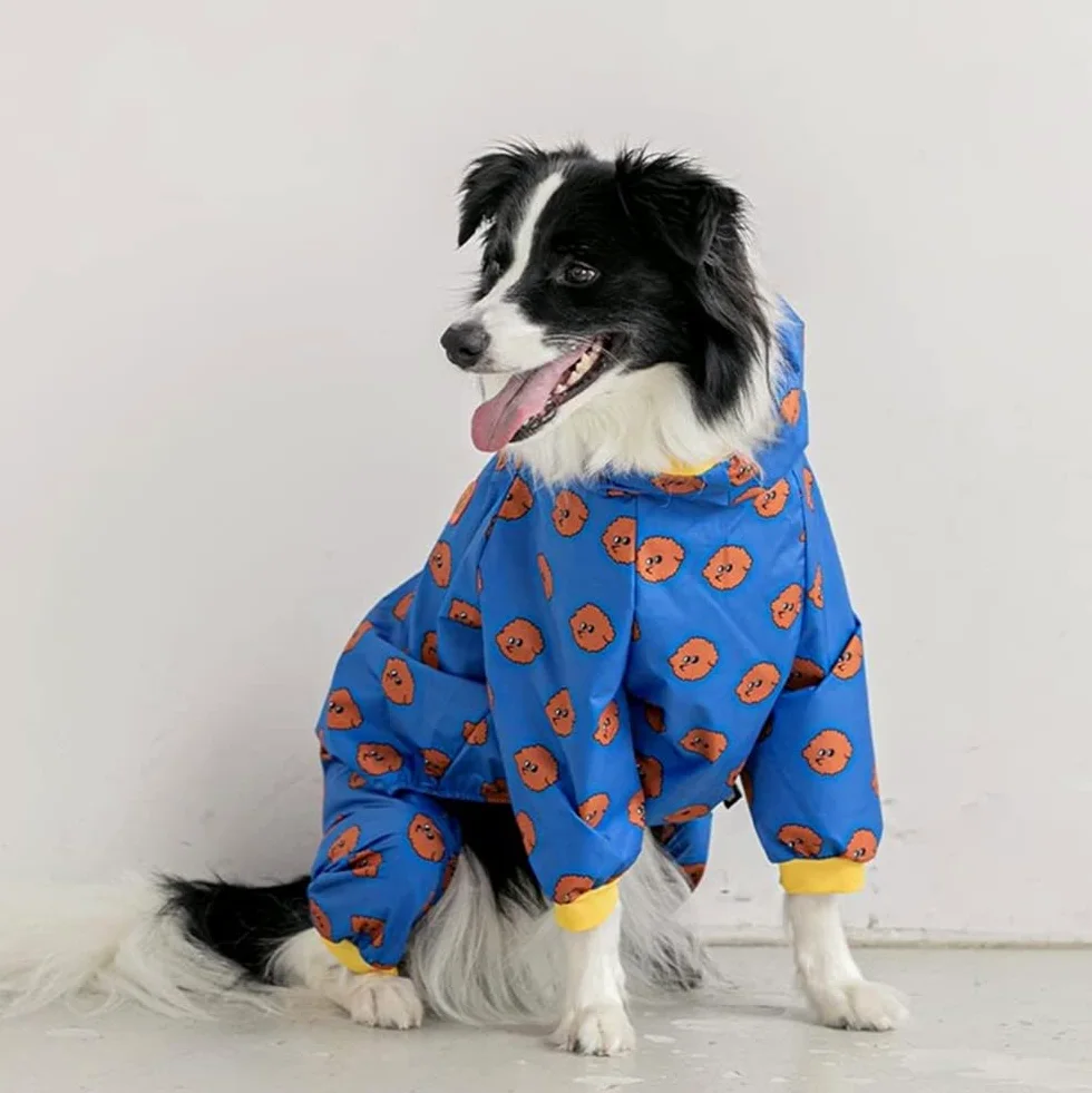 Impermeabile per Cani da Compagnia Impermeabile Universale A Quattro Zampe per Cani di Grossa Taglia all Inclusive con Impermeabile,Blu,3XL