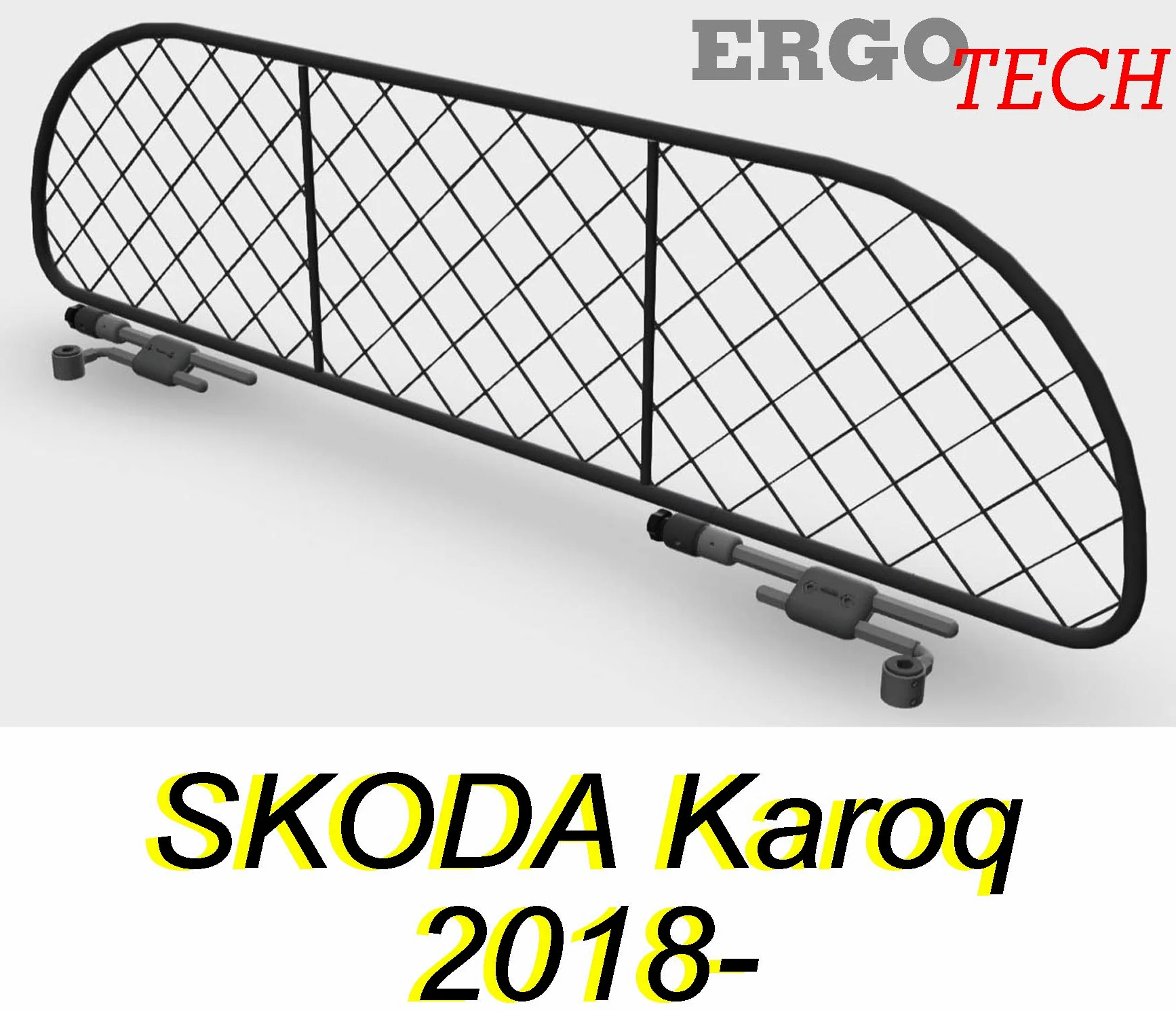 ERGOTECH Divisorio Griglia Rete Divisoria per Skoda Karoq, RDA65-S8, per Trasporto Cani e Bagagli