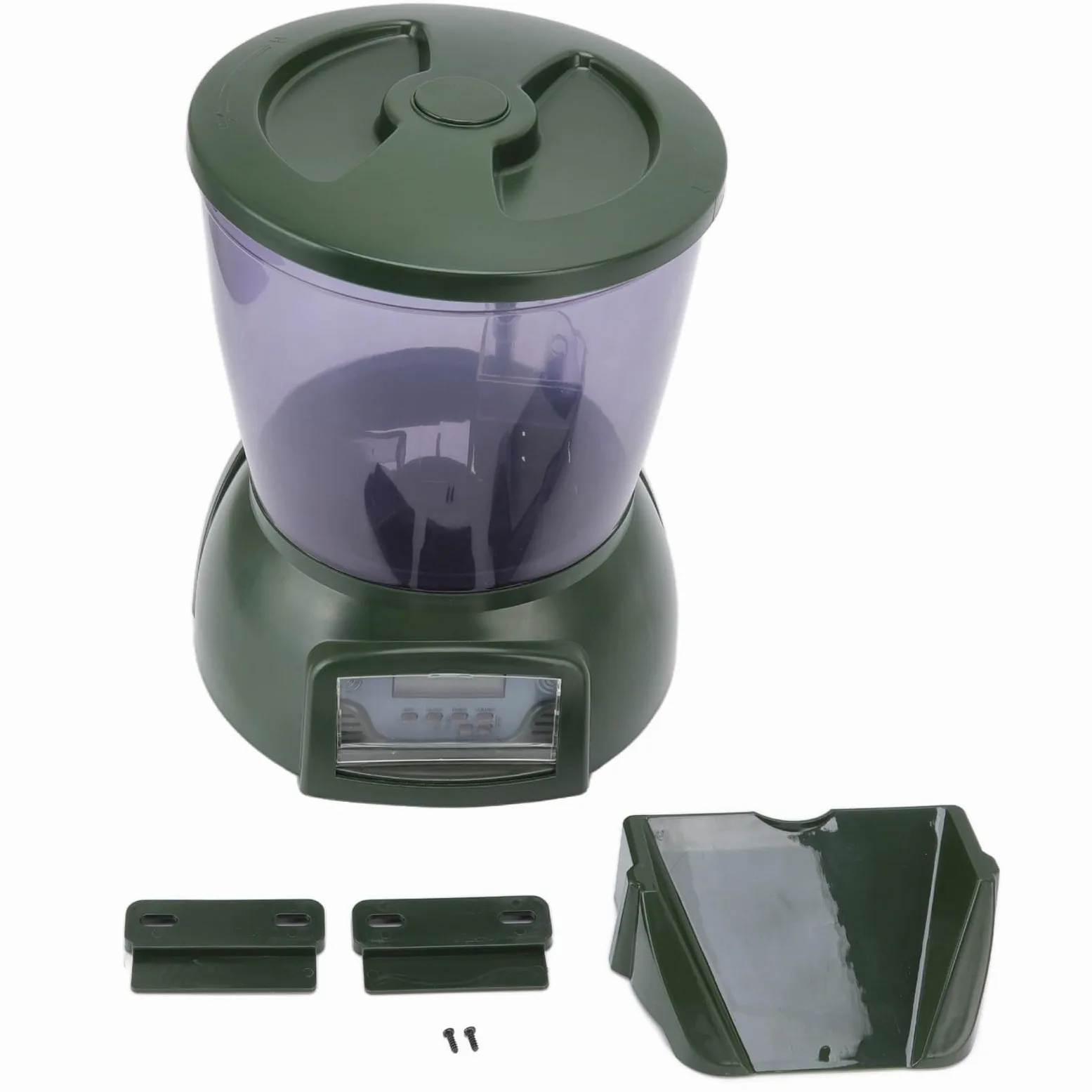 Mangiatoia Automatica per Pesci da 4,25 Litri, Display LCD, Dispenser Automatico di Mangime per Pesci da Laghetto Alimentato a Batteria con Porzioni di Alimentazione Regolabili,