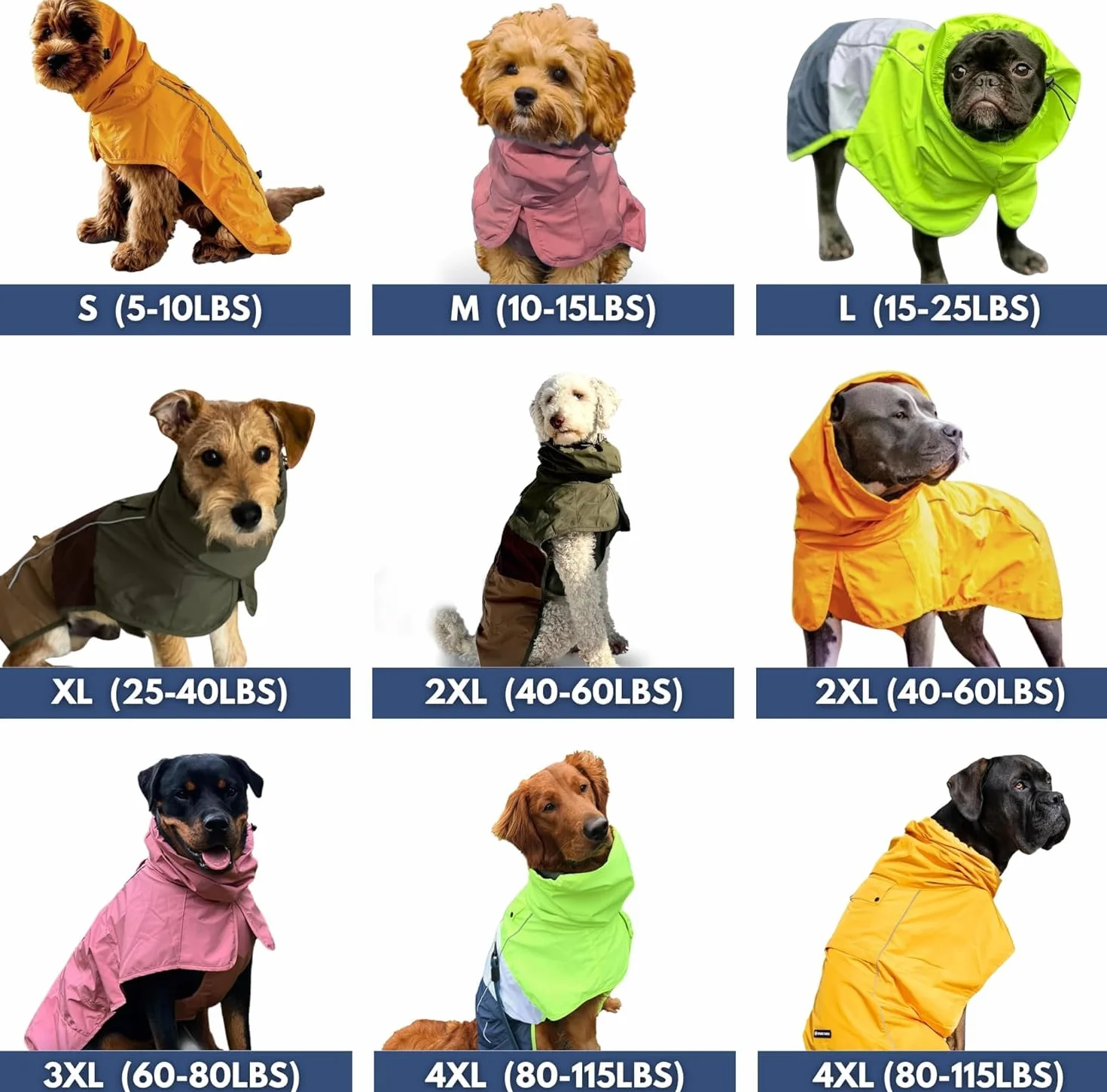 Spark Paws Impermeabile per cani, impermeabile con cappuccio, copertura completa | Rivestimento impermeabile completo con Pancia, riflettente, con fori coperti, per cani leggeri, piccoli, medi e grandi