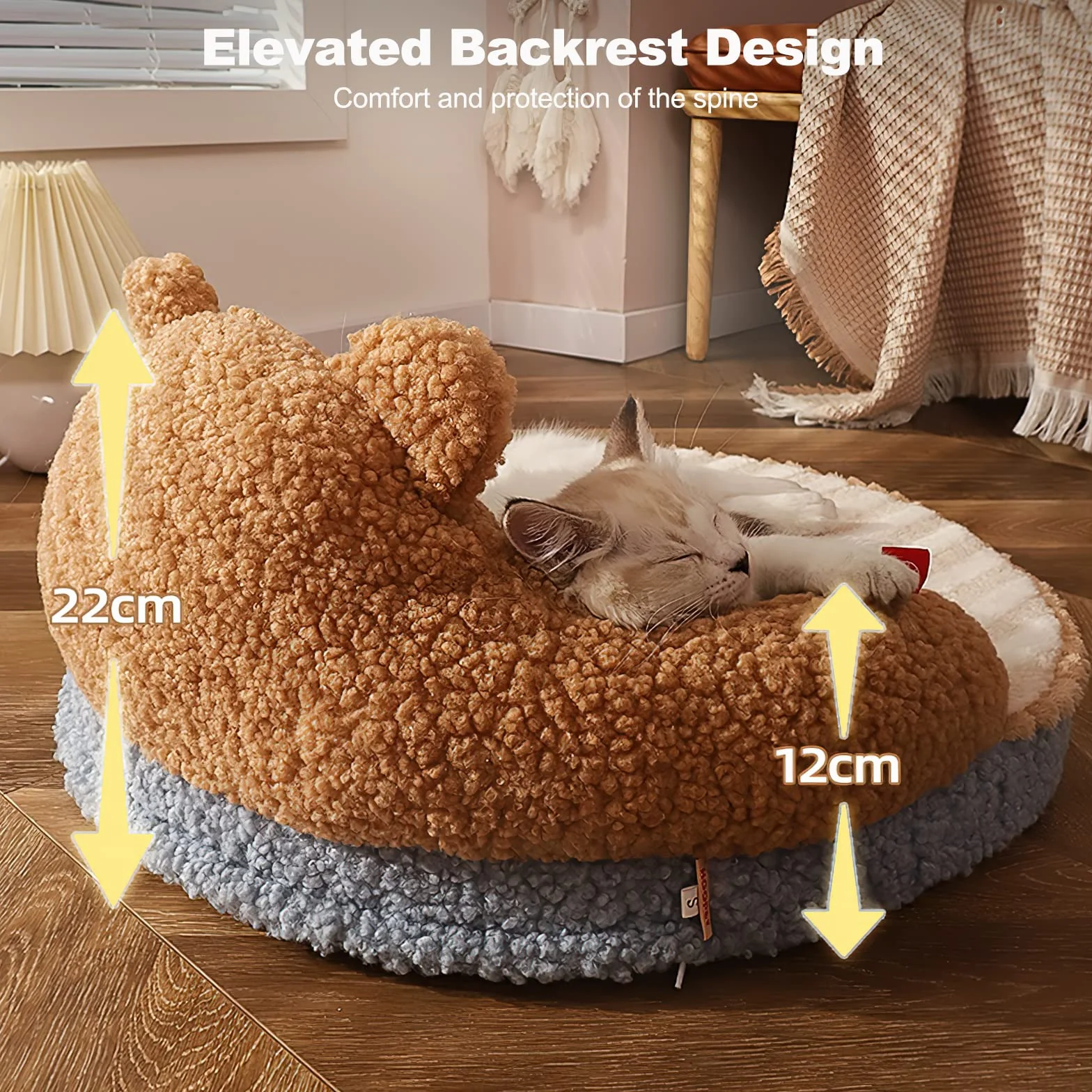 Galatée Letto Rotondo Per Gatti e Cuccioli, Per Animali Domestici Caldo e Confortevole, Cuccia Rimovibile e Lavabile, Divano Da Esterno e Da Interno(Marrone)