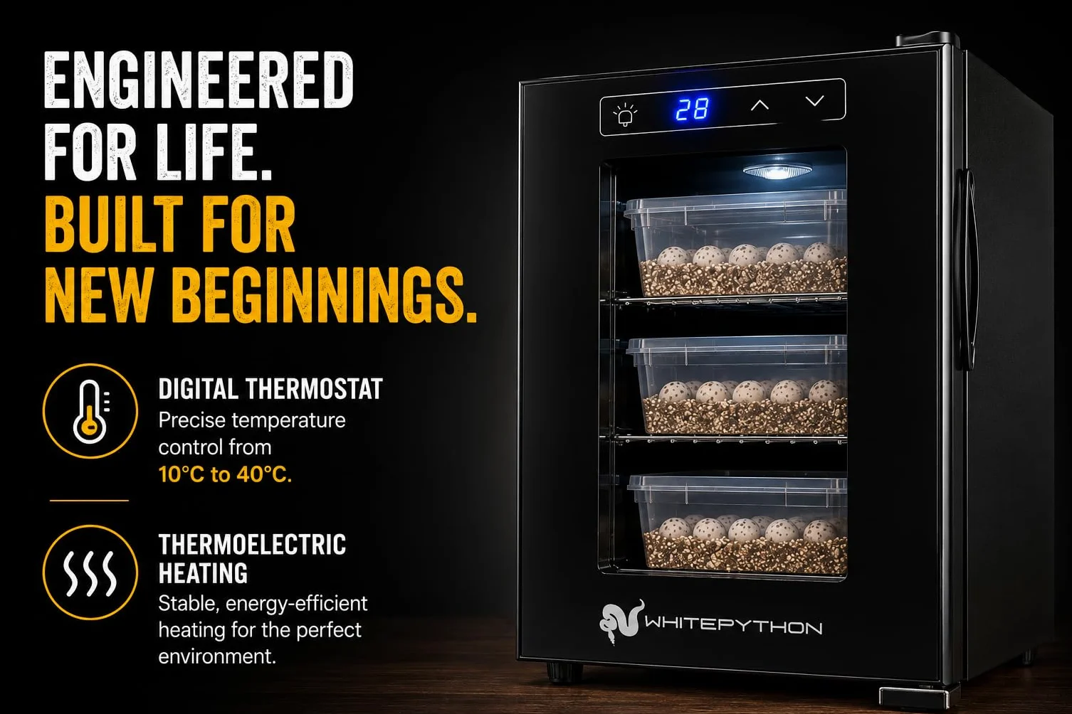 Incubatrice per rettili, 23 l, per cova uova, lucertole, tartarughe, draghi barbuti, tecnologia di riscaldamento automatico termoelettrico, semplice da usare
