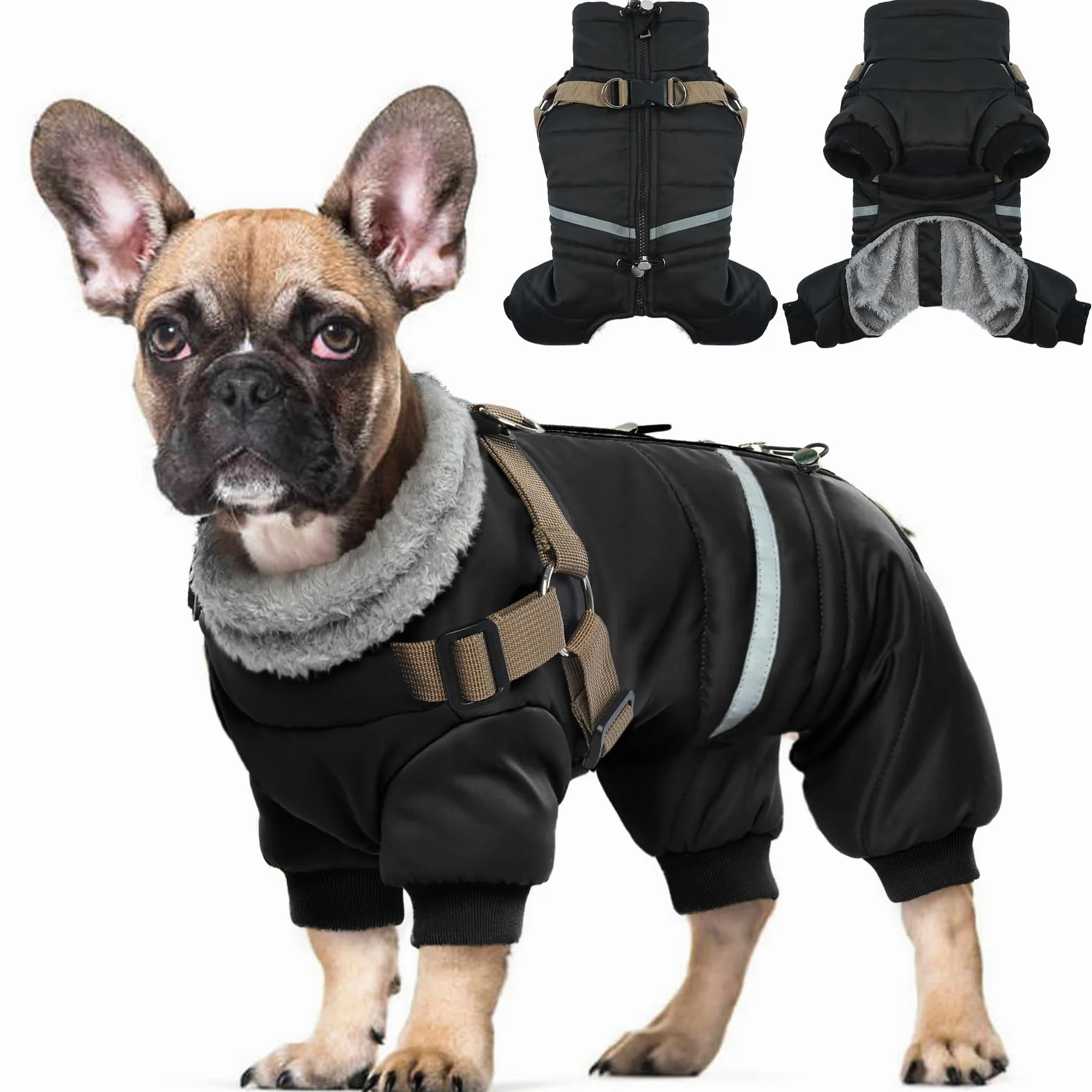 Cappotto Cane, Cappotti Per Cani Impermeabili Con Imbracatura, Cappottino Cane Taglia Piccola Media Grande, Vestiti Per Cani, Cappottino Imbottito Per Cane, Giubbotto Cane Antivento S-Xl