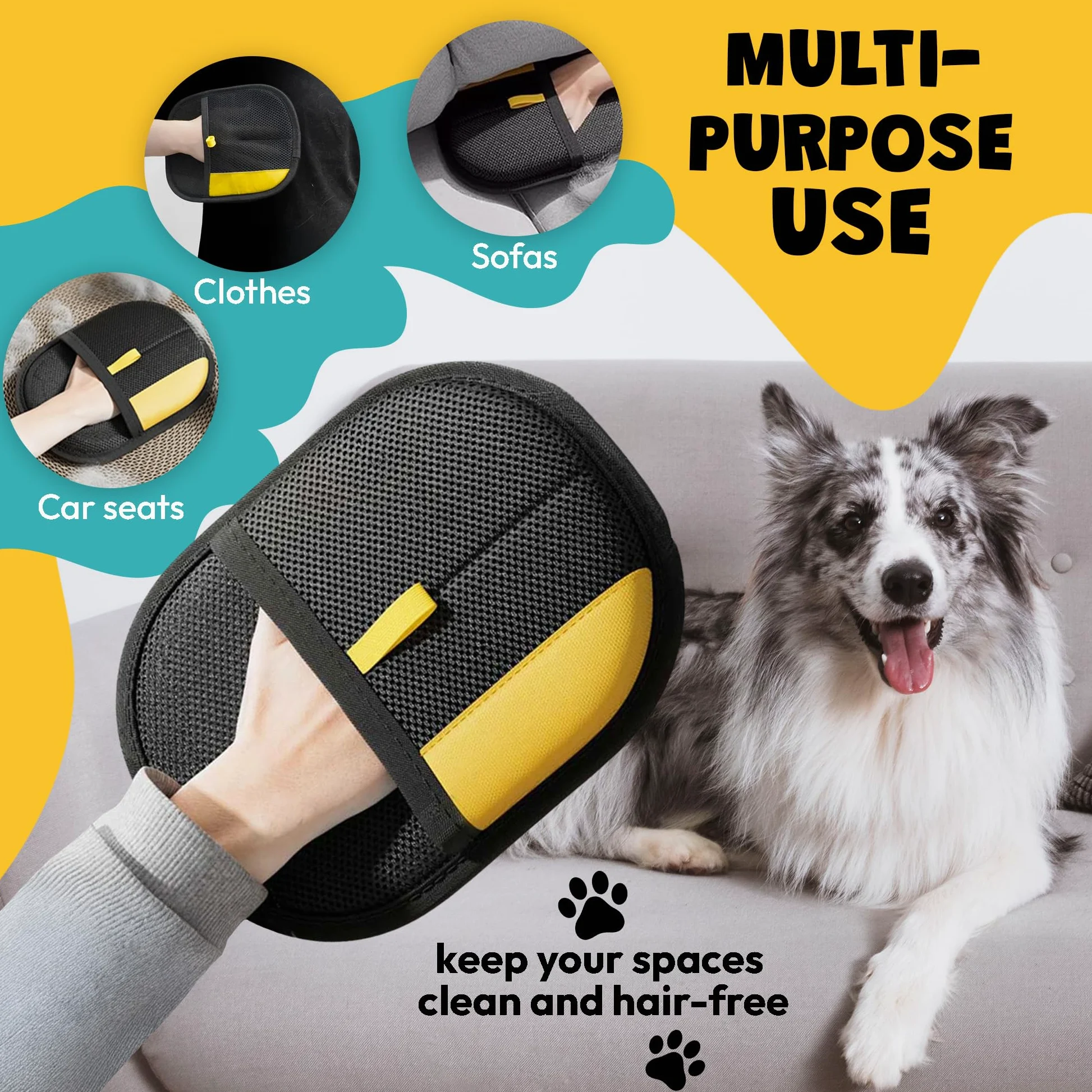 Kit di guanti elettrostatici per la rimozione dei peli di animali domestici, confezione da 2 guanti per la rimozione della pelliccia, per cani e gatti, 1 guanto grande e 1 mini guanto