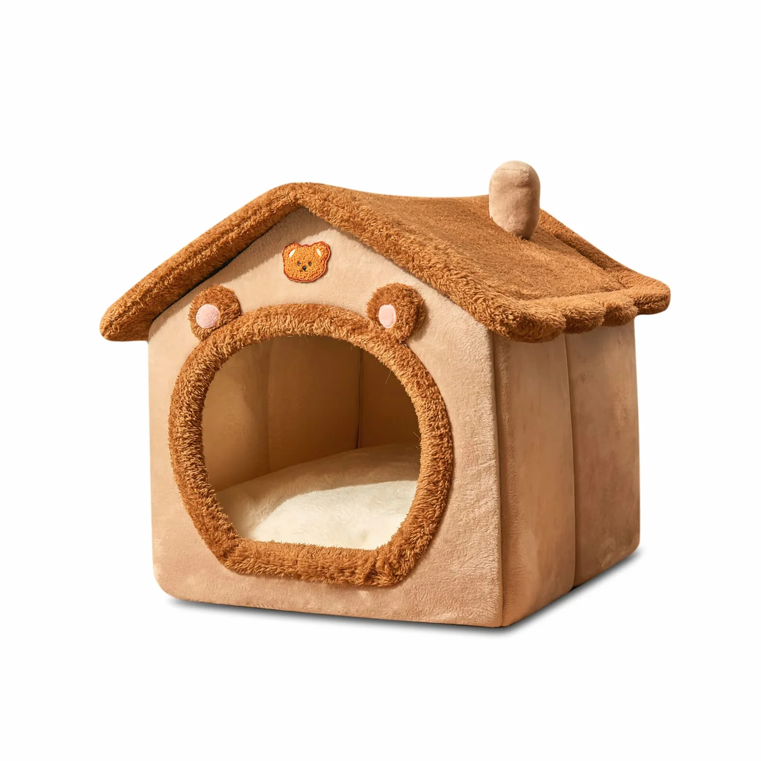 Galatée Letto Grotta Per Gatti, Letto Per Cani Lavabili, Casa Gatto Calda e Accogliente, Comoda Pieghevole Per Compagni, Con Cuscino Rimovibile (M, Marrone)