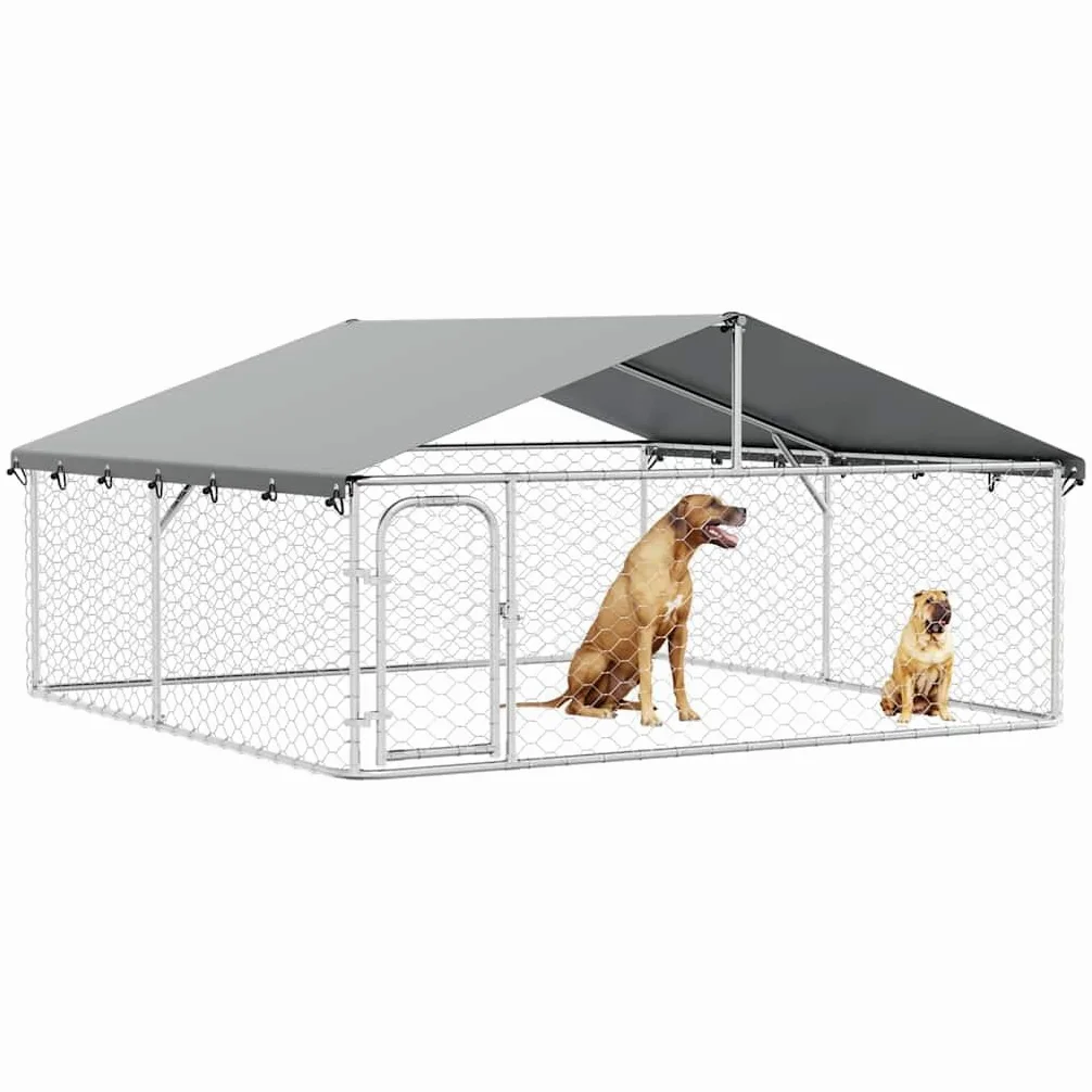 Cuccia esterna con tetto, 300 x 300 x 150 cm | Acciaio zincato, tetto in polietilene impermeabile, porta con chiavistello, rete ventilata, per cani, galline, conigli
