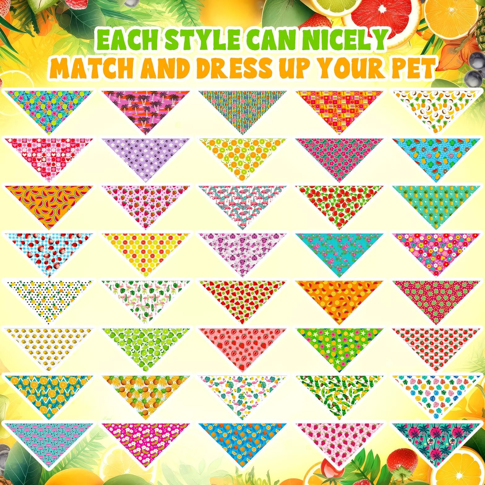 Aliceset 240 bandane estive per cani hawaiane sfuse frutta tropicale Aloha modello colorato fazzoletto per cani bavaglini triangolari sciarpa per animali domestici regali morbidi accessori per costumi