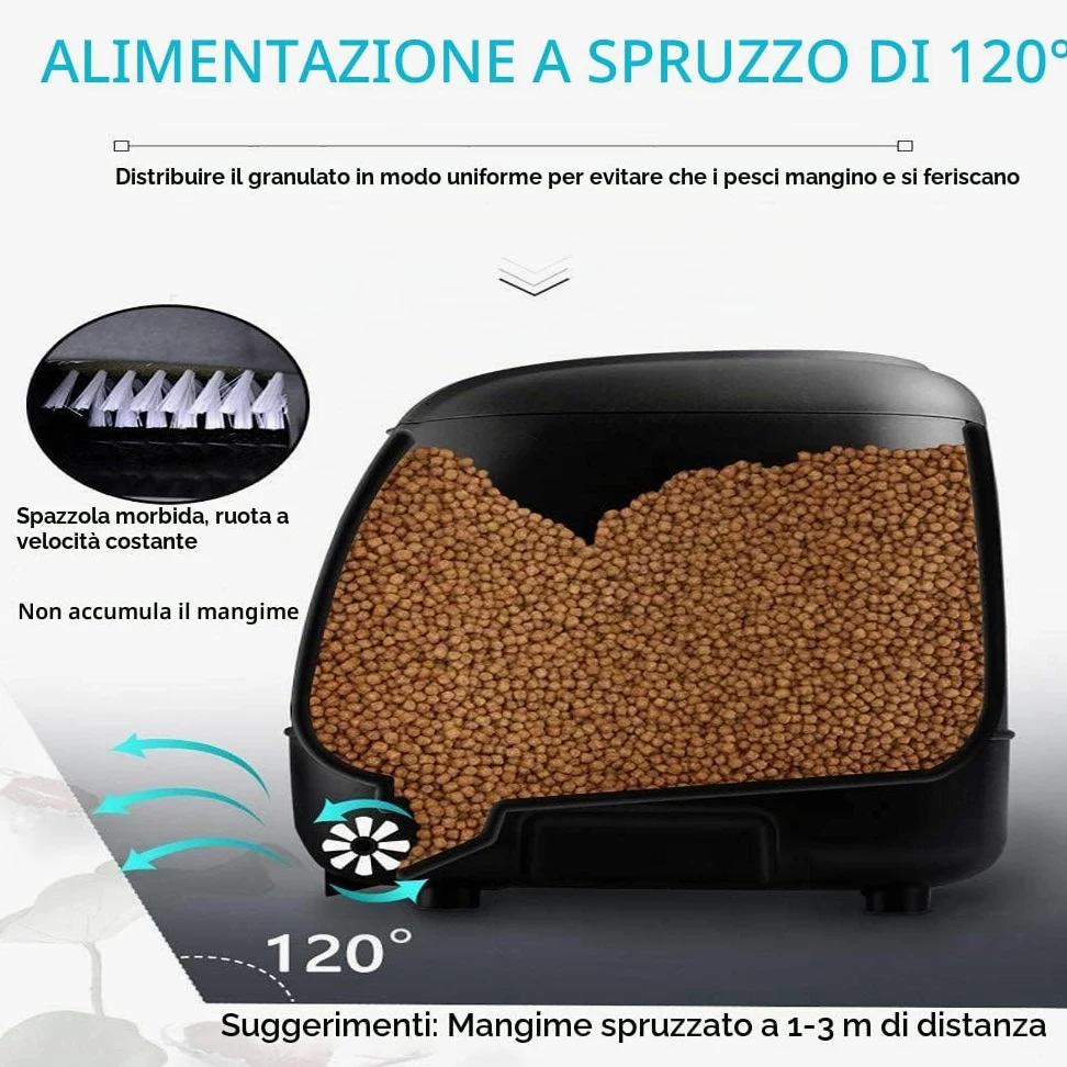 10L Automatic Fish Feeder, Alimentatore/Mangiatoia Automatico, Feeder Dispenser di Pesce, Dispenser Cibo Pesci Automatico per laghetti all'aperto(NERO)