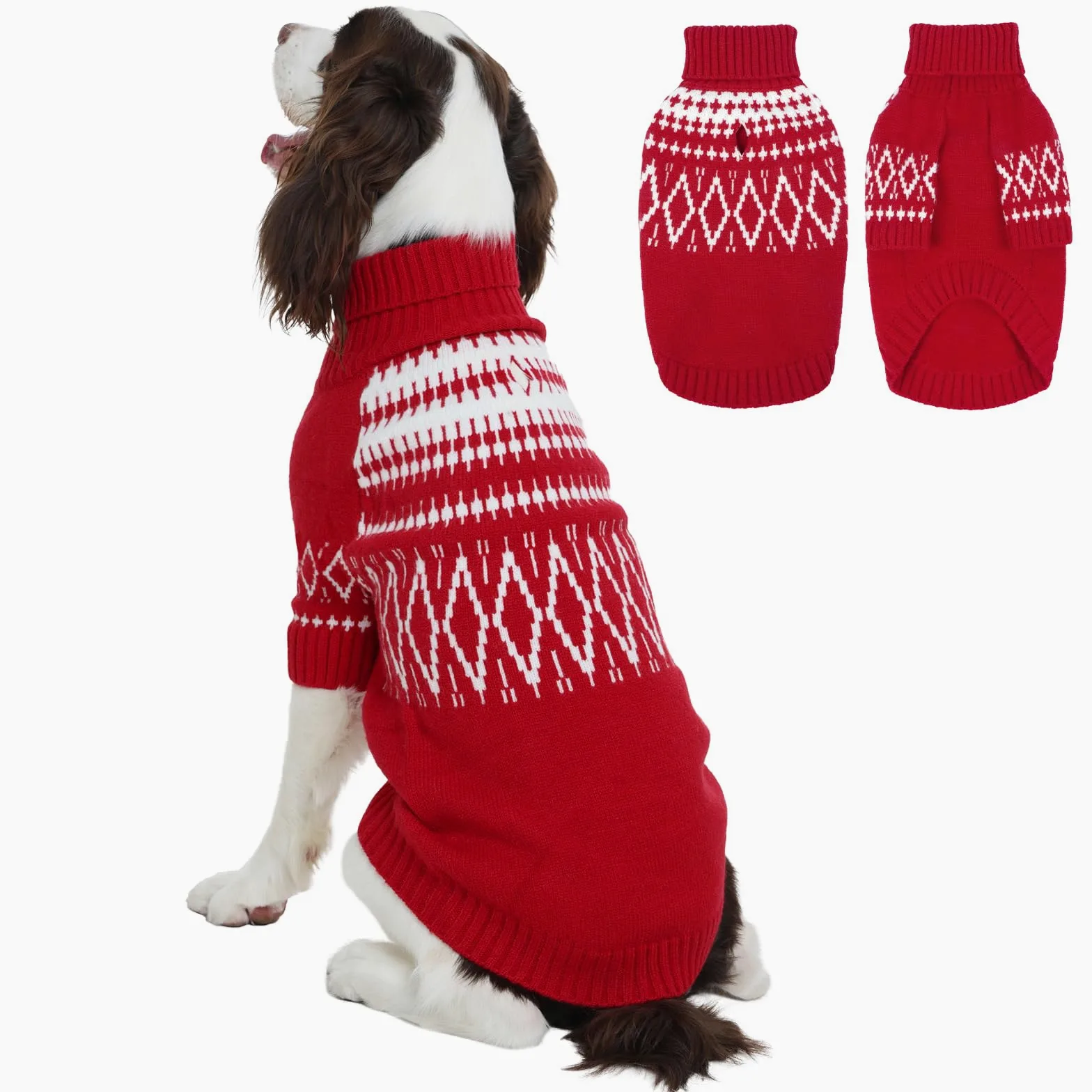 FUAMEY Maglione per cani, extra large, morbido maglione natalizio lavorato a maglia per cani, comodo maglione in pile per cagnolini, caldo abbigliamento invernale a collo alto per il freddo, vestito