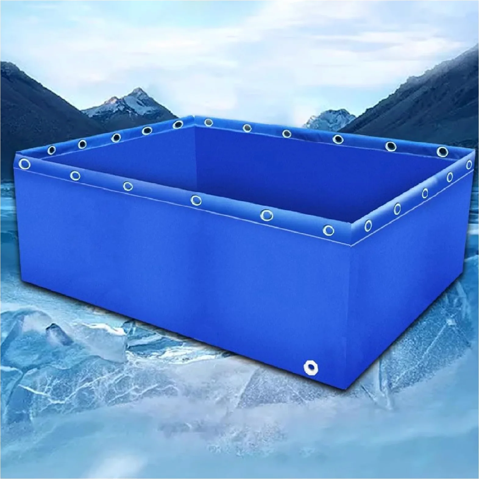 Laghetto per Carpe Koi in PVC - 600x500x100 cm, Vasca di stoccaggio Acqua per Tartarughe e Pesci d'Acqua salata, Serbatoio temporaneo con valvola di Scarico, Telo in Tela da 0,65 mm