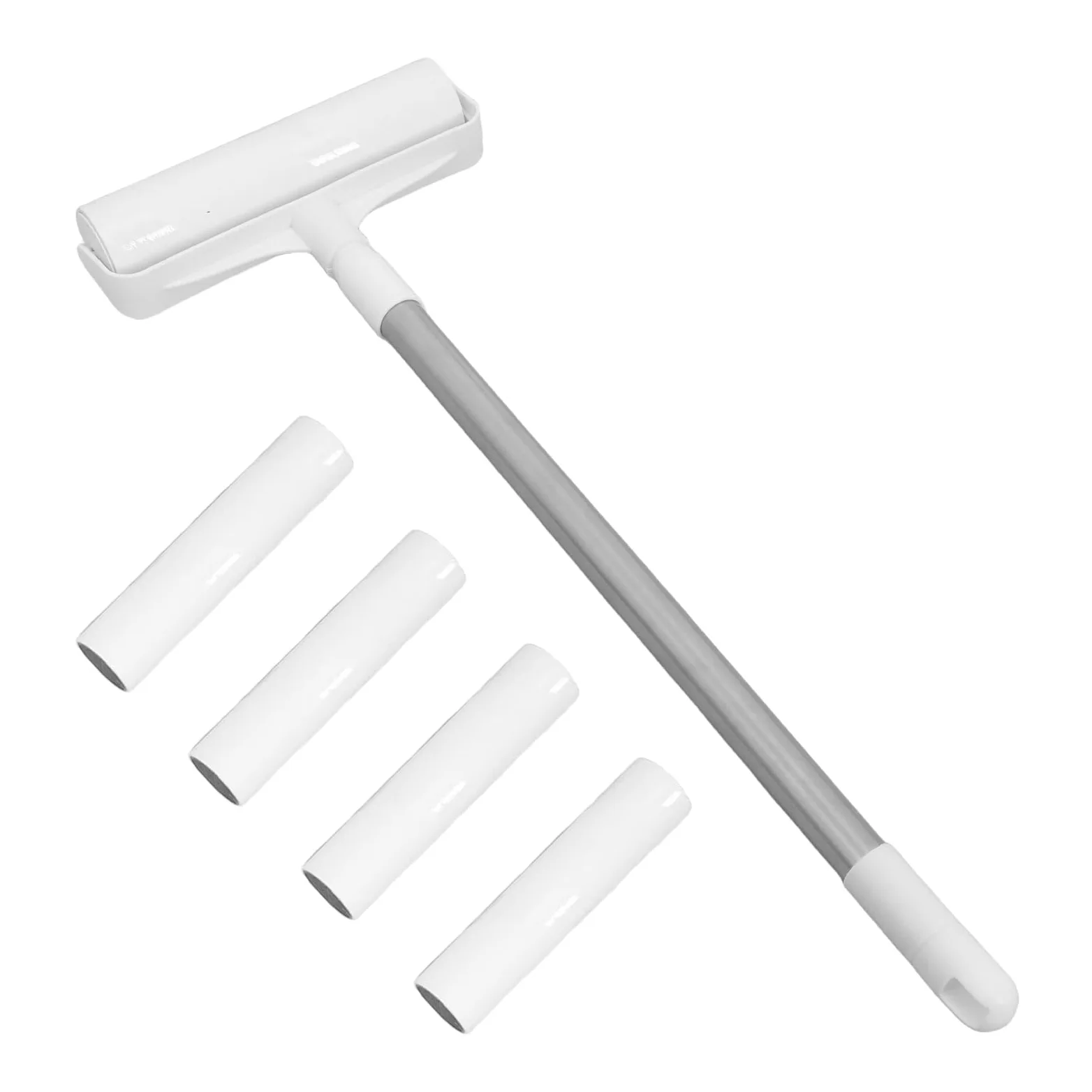 TOYANDONA Rullo Levapelucchi Lungo Manico Estensibile 35 Cm, Set 4 Pezzi Adesivi Riutilizzabili per Rimozione Peli Animali da Tappeti, Mobili e Abbigliamento, per Pulizia Domestica Completa