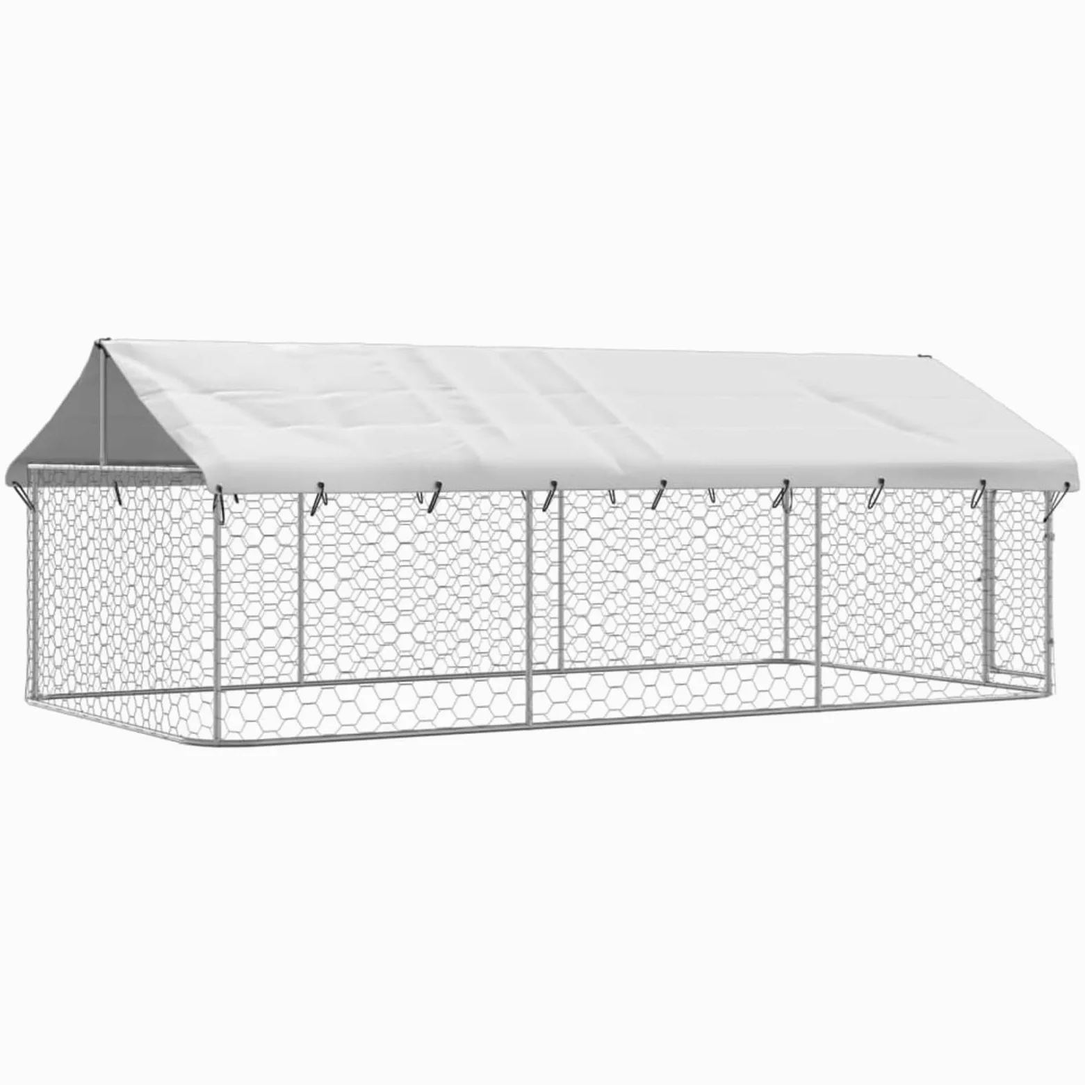 Gabbia e Recinto per Cani con Tetto Esterno, Box Canile 400x200x150 cm