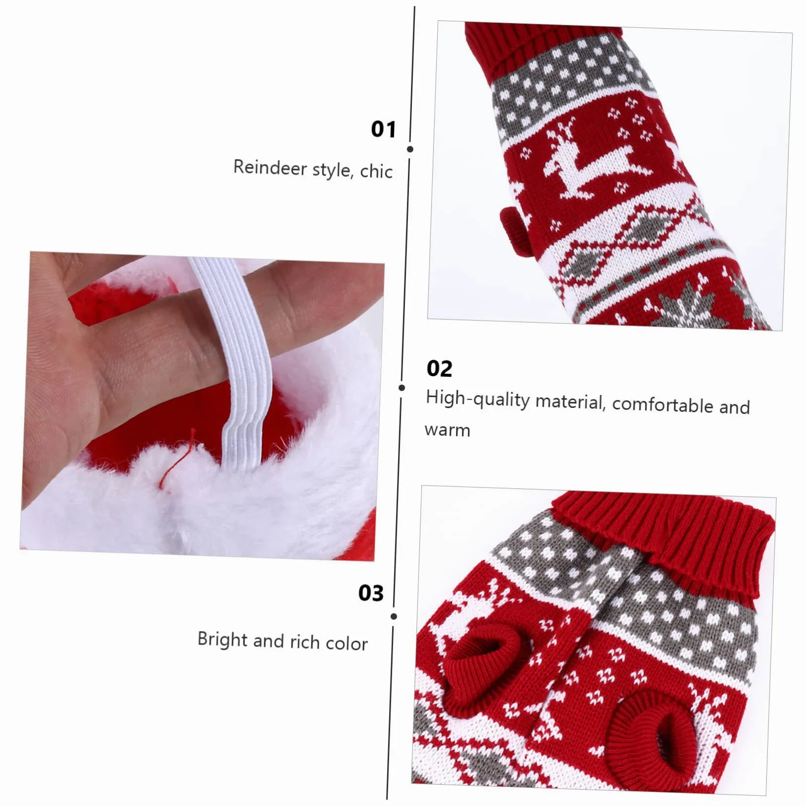 BESPORTBLE 3 Set Adorabile Maglione Per Animali Domestici Costume Di Natale Per Cani Maglione Renna Con Cappello Abbigliamento Per Animali Domestici 2 Pezzi * 3