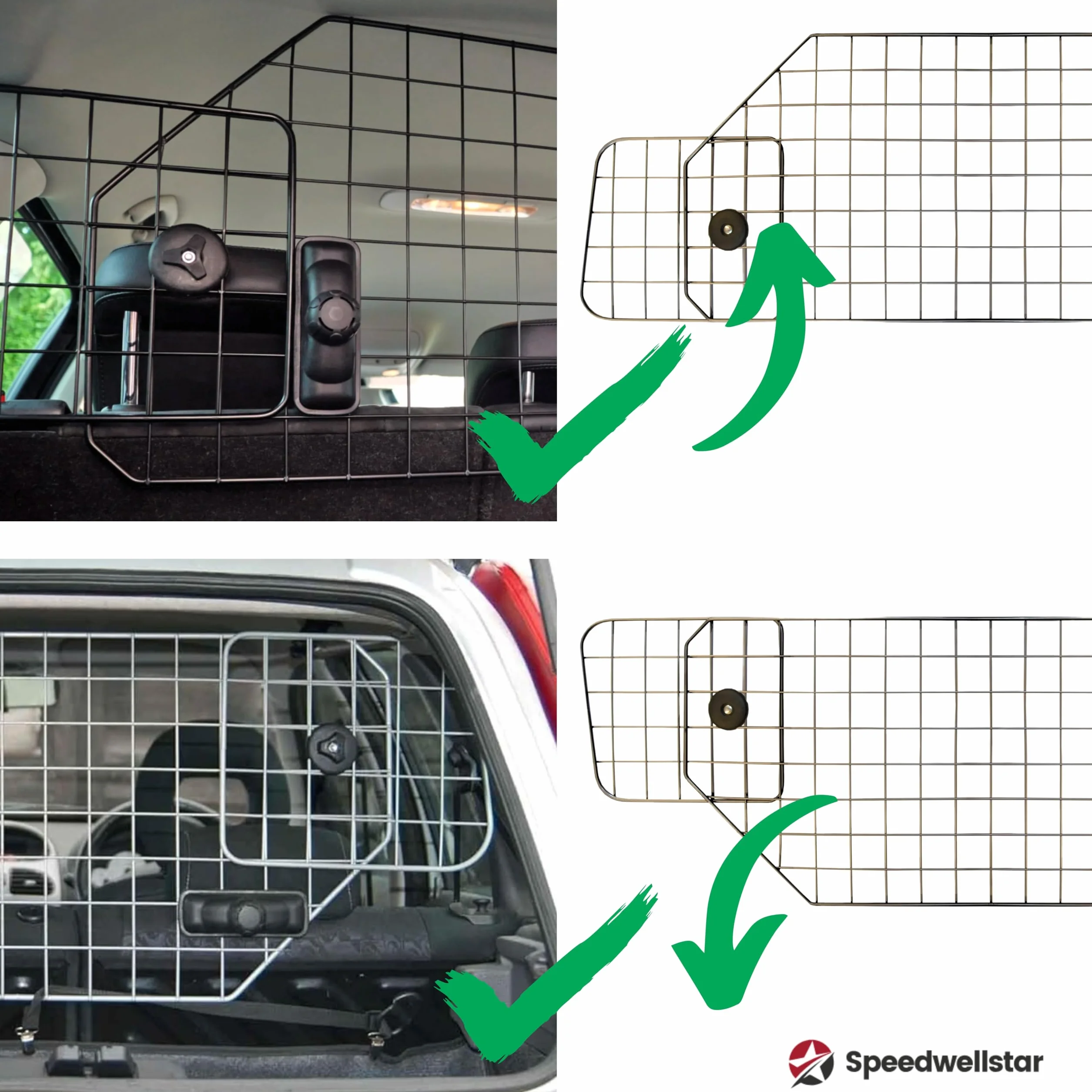 Speedwellstar Griglia Divisoria Cane Bagagliaio Auto Universale Regolabile – Barriera Mesh in Metallo con Fissaggio Poggiatesta