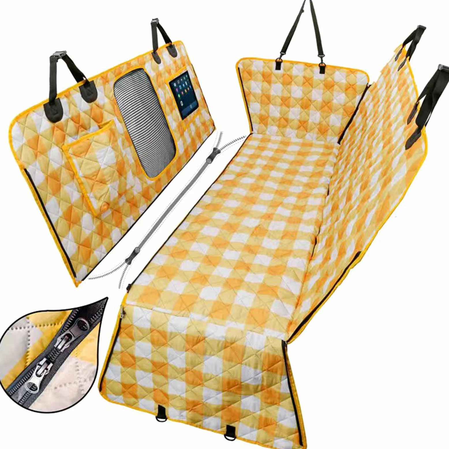 Cuscino per seggiolino Auto per Animali Domestici, Cuscino per Auto per Cani, Antisporco a Doppio Strato, Cuscino per Cane nell'auto Posteriore, Universale per Tutti i Cani (Orange)
