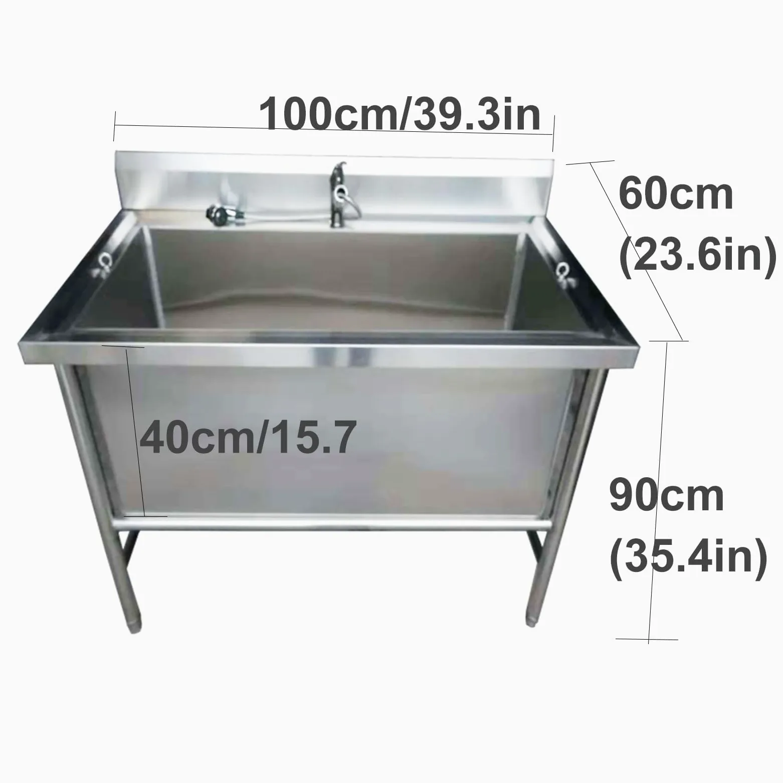 Stazione di Lavaggio per Cani, Vasca da Bagno per Cani in Acciaio Inossidabile, Stazione di Toelettatura per Lavaggio Cani per Casa, Vasca Doccia per Cani(Size:39in)