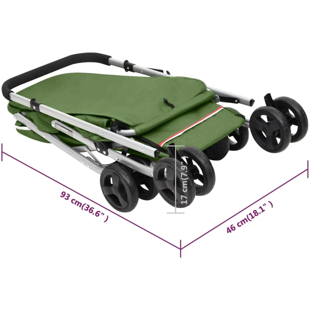 vidaXL Passeggino Cani Pieghevole Verde 100x49x96cm Tessuto di Lino