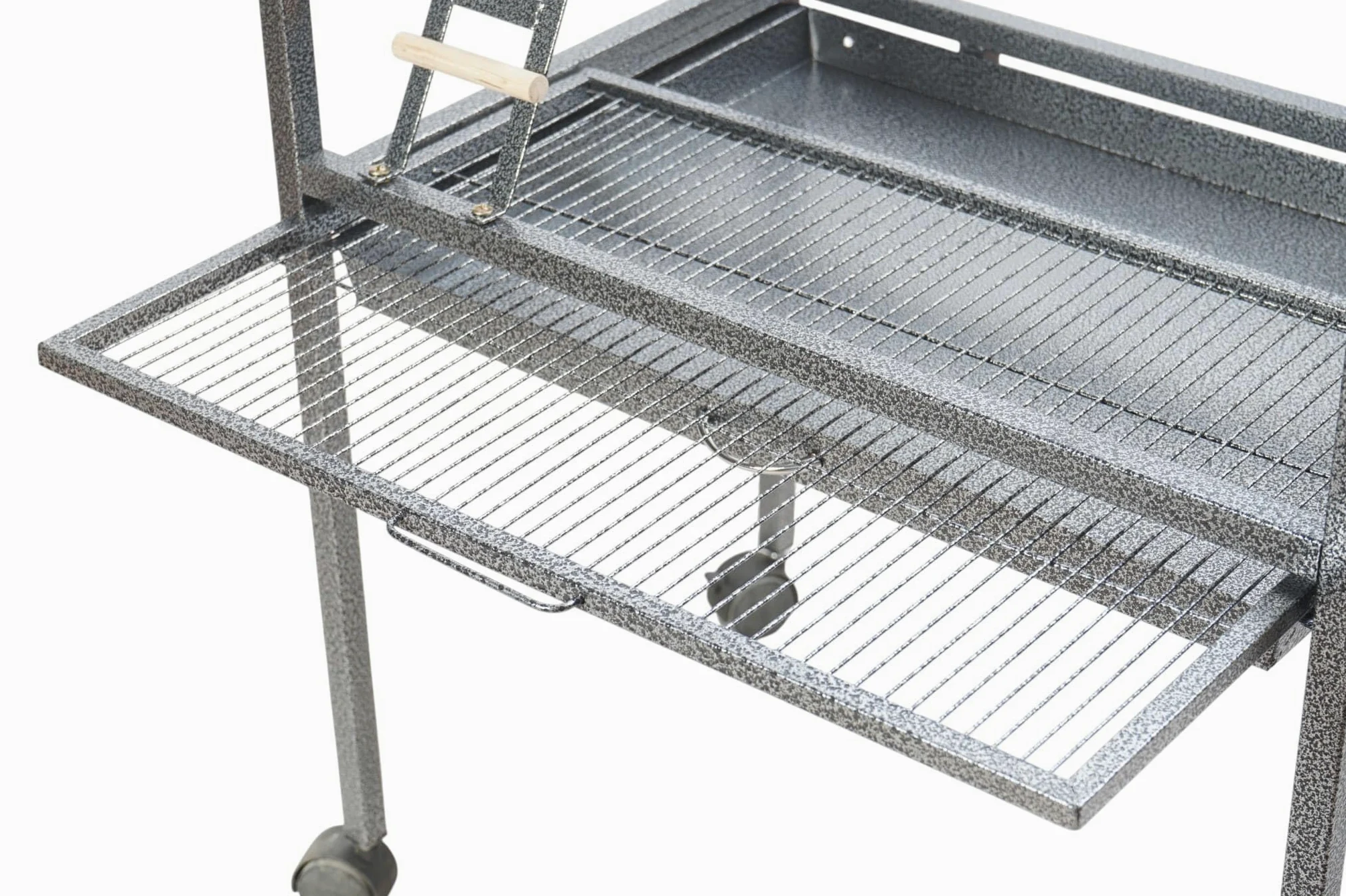 Pet's Solution - Trespolo per Pappagalli Grande e Stabile, Area Gioco con Scale, Posatoi, Mangiatoie in Acciaio, Griglia e Vassoio Estraibile, 4 Ruote, Color Nero Martellato – 64,5x44,5x154h cm