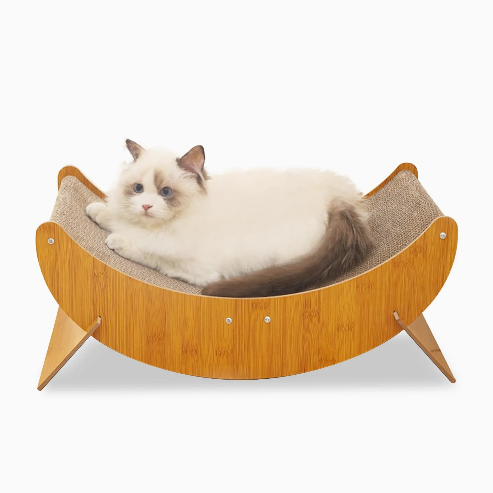 PETCUTE Tiragraffi in Cartone per Gatti,2 in 1 Sedia a Dondolo per Gatti e Letto per Dormire,Robusto Mobile in Legno per Animali Domestici, Multiuso,Grande Tiragraffi per Gatti con Piedini Rimovibili