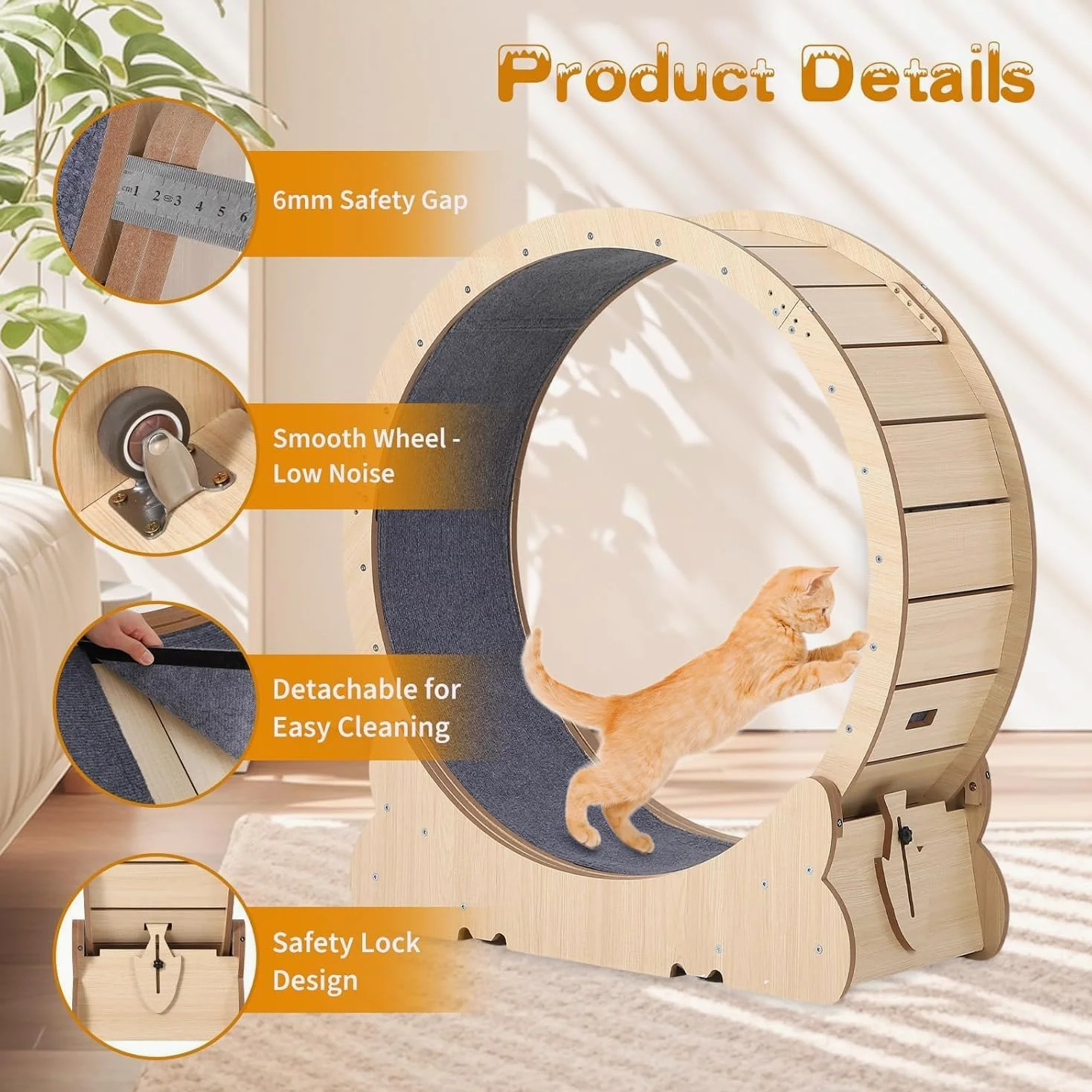 Towallmark Ruota per Gatti 90-100cm – Pannello E1 ad Alta Densità – Silenziosa, Sicura, Facile da Pulire – Per Tutte le Taglie